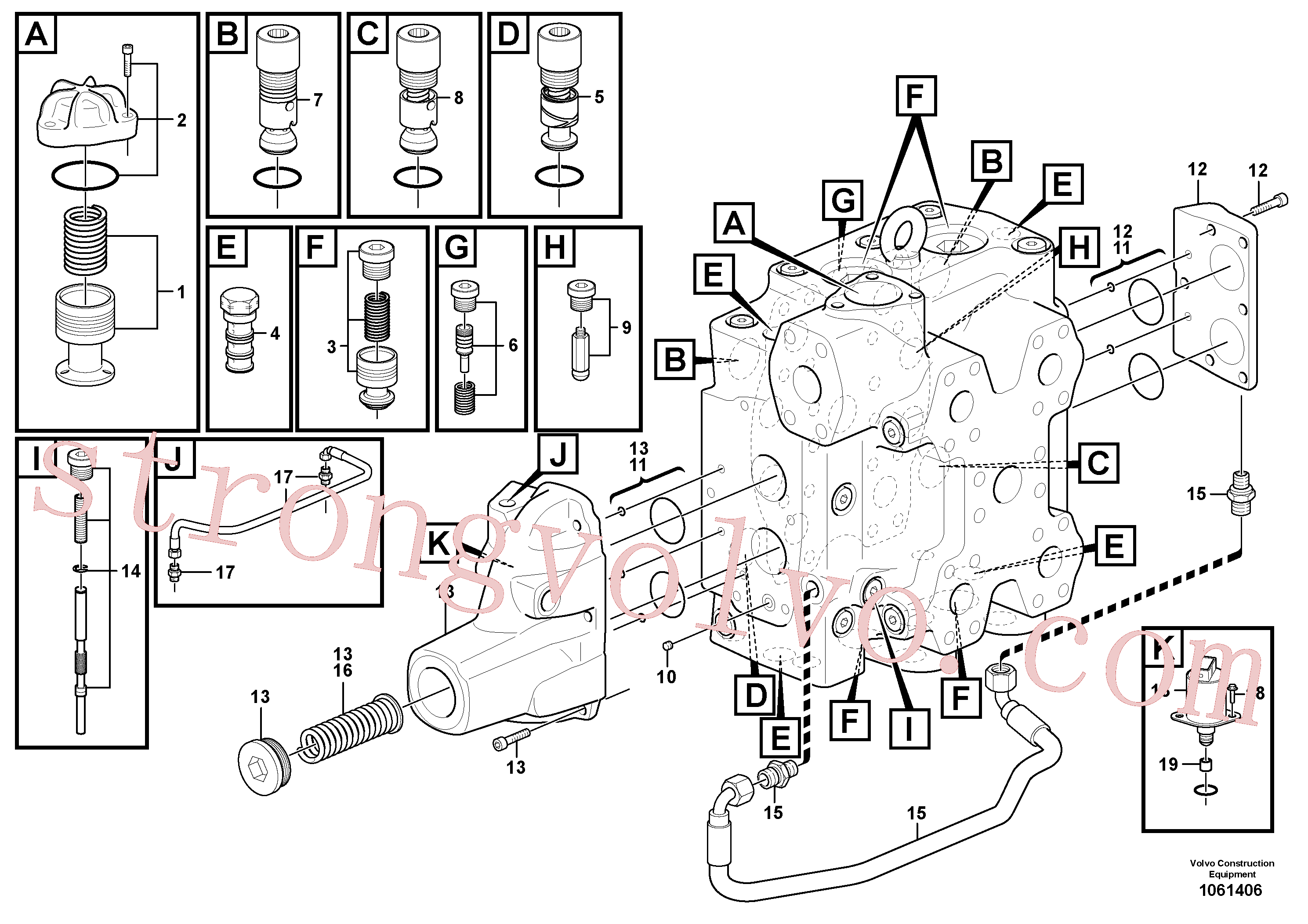 VOE15165610 Volvo Válvula de comando(1061406 Montagem)