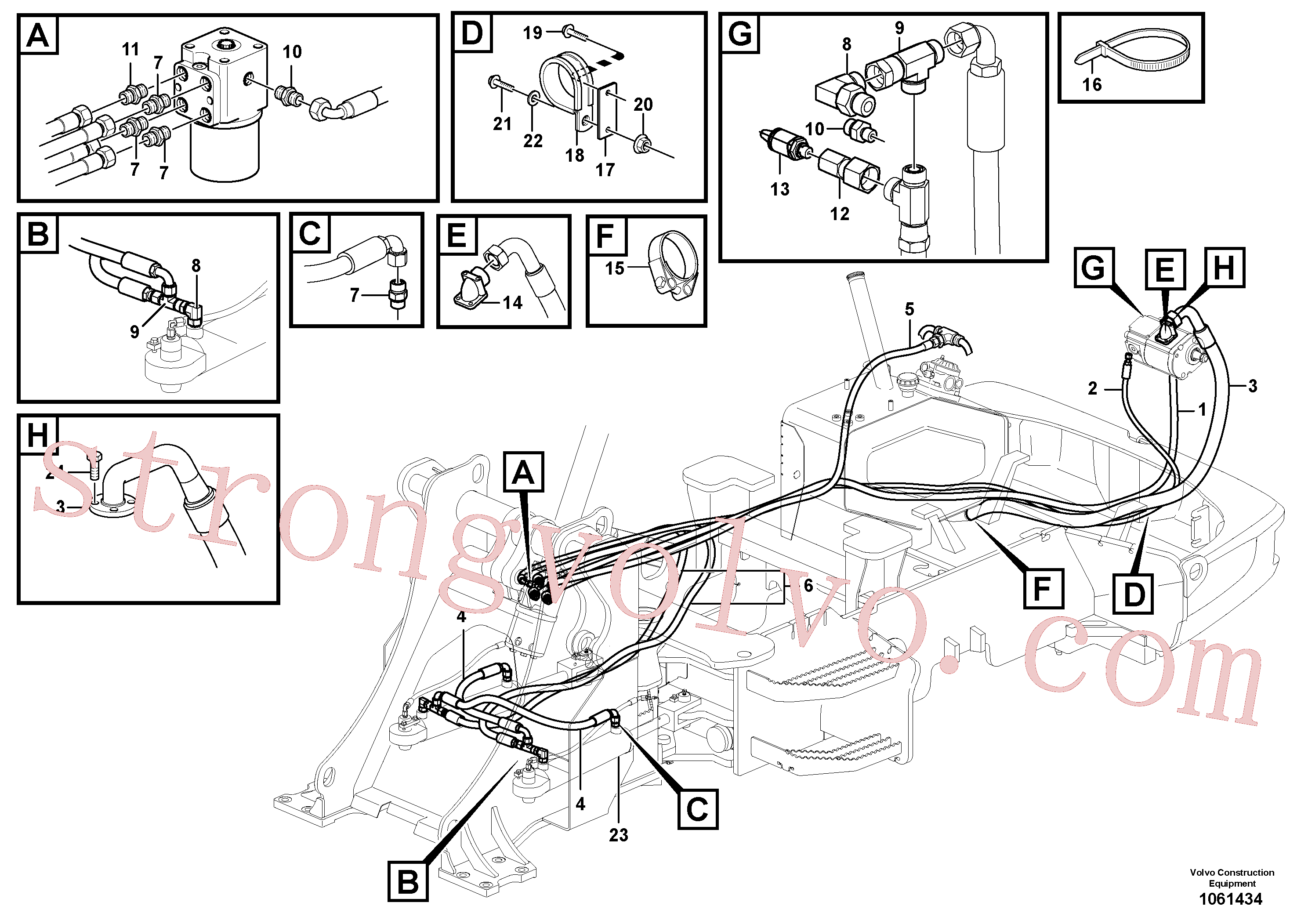 VOE938681 Volvo Sistema da direcção, tubos e mangueiras(1061434 Montagem)