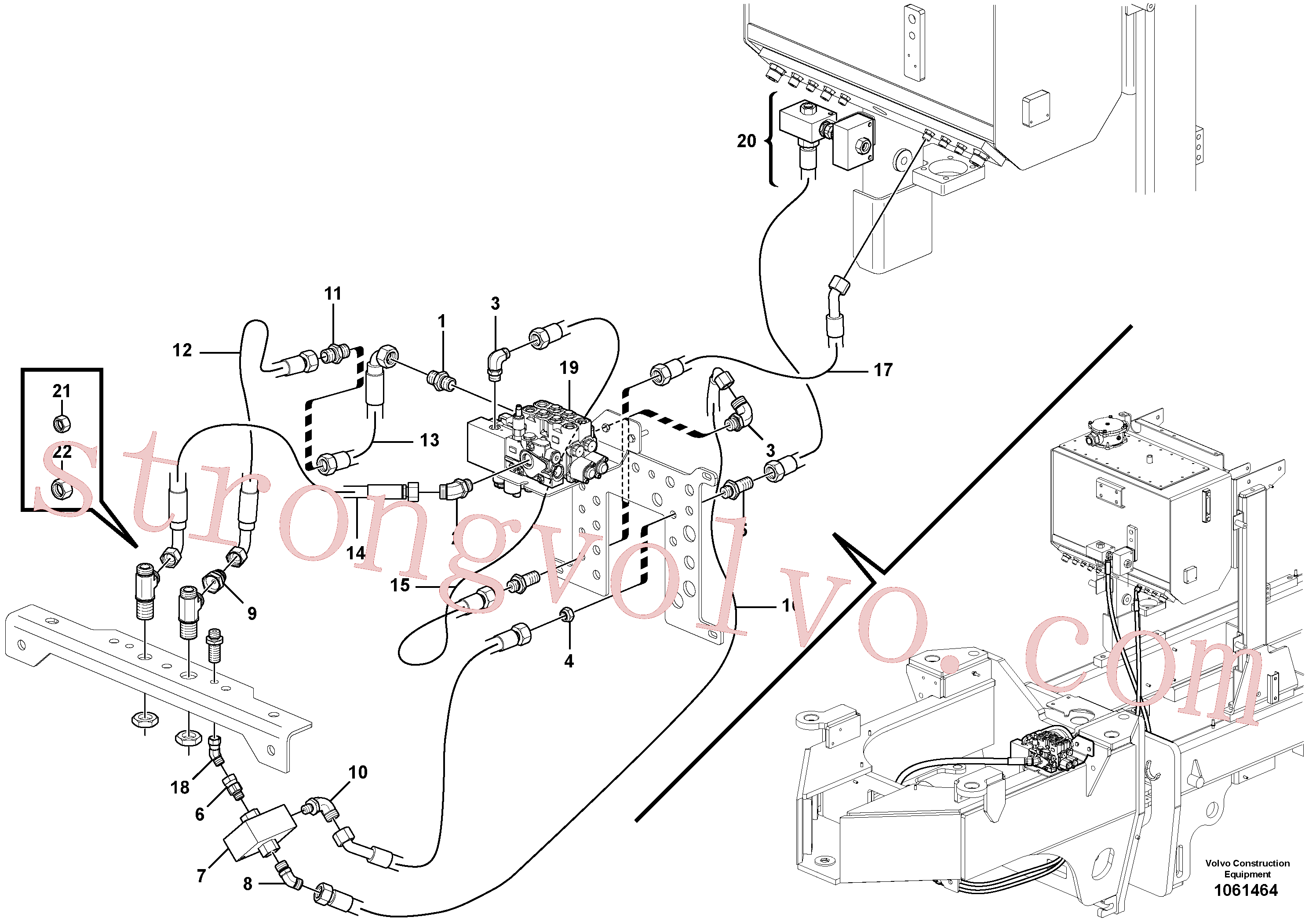VOE935576 Volvo Circuito auxiliar de 2 bancos de montagem dianteira - tanque à válvula(1061464 Montagem)