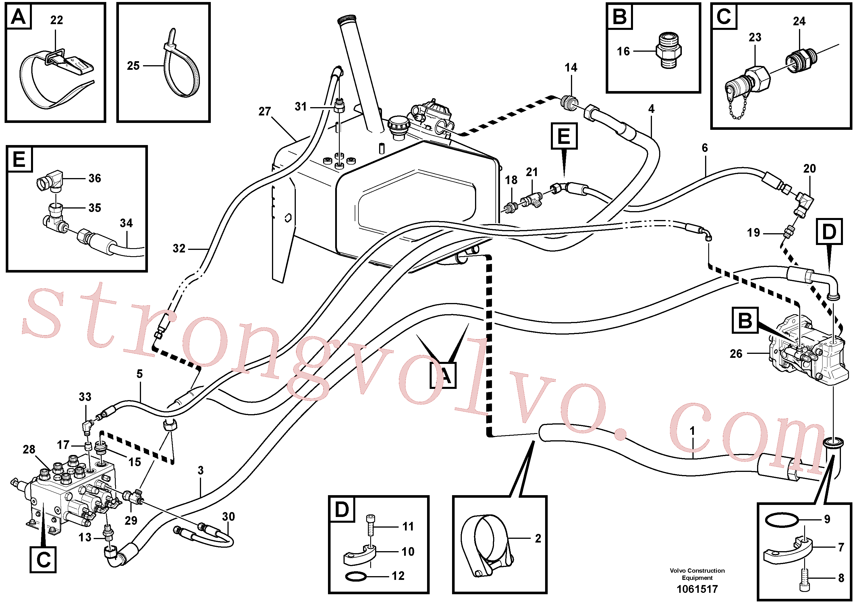 VOE936712 Volvo Linhas - traseira do veículo(1061517 Montagem)