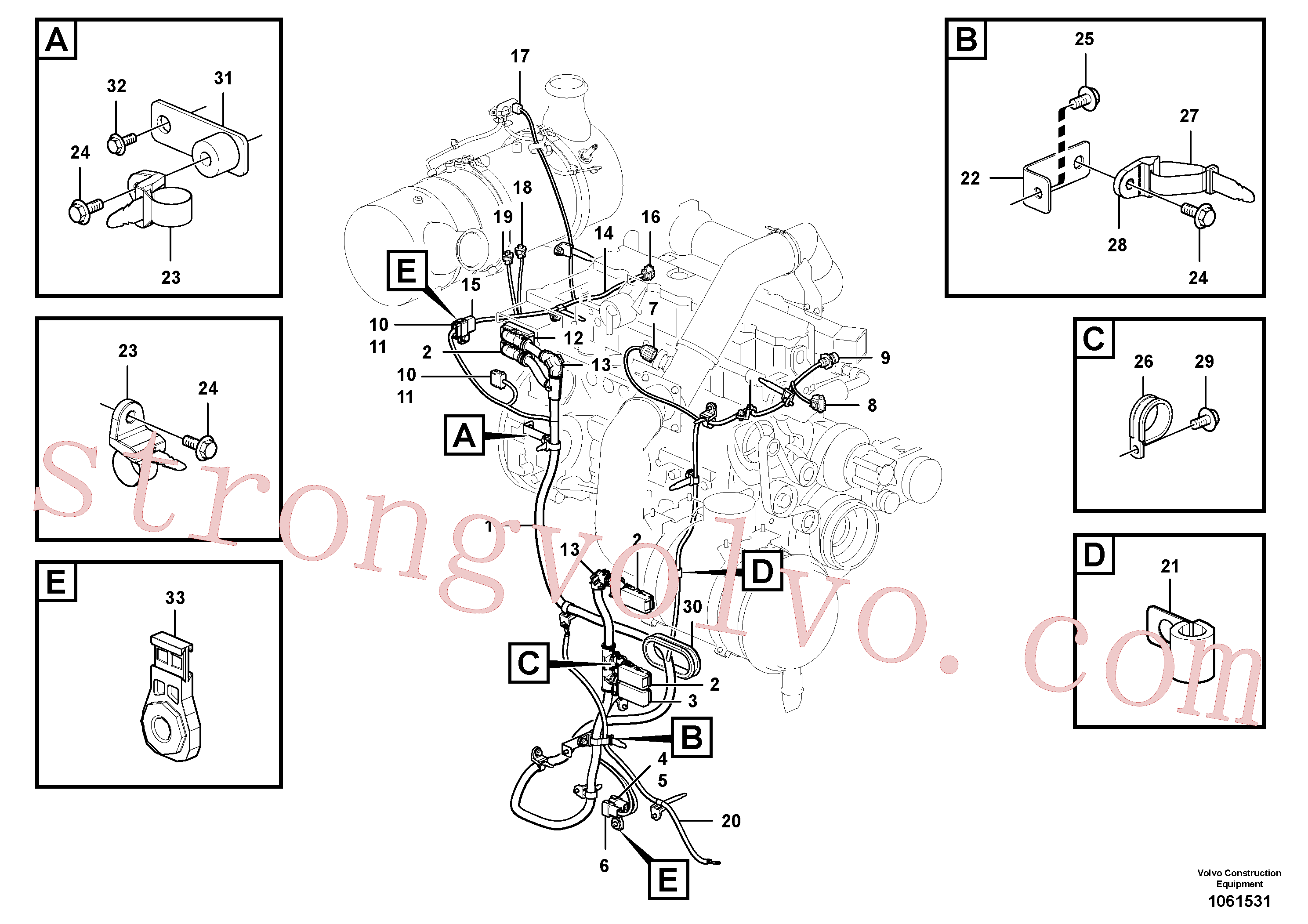 VOE14558808 Volvo Cablagem, pós-tratamento dos gases de escape(1061531 Montagem)