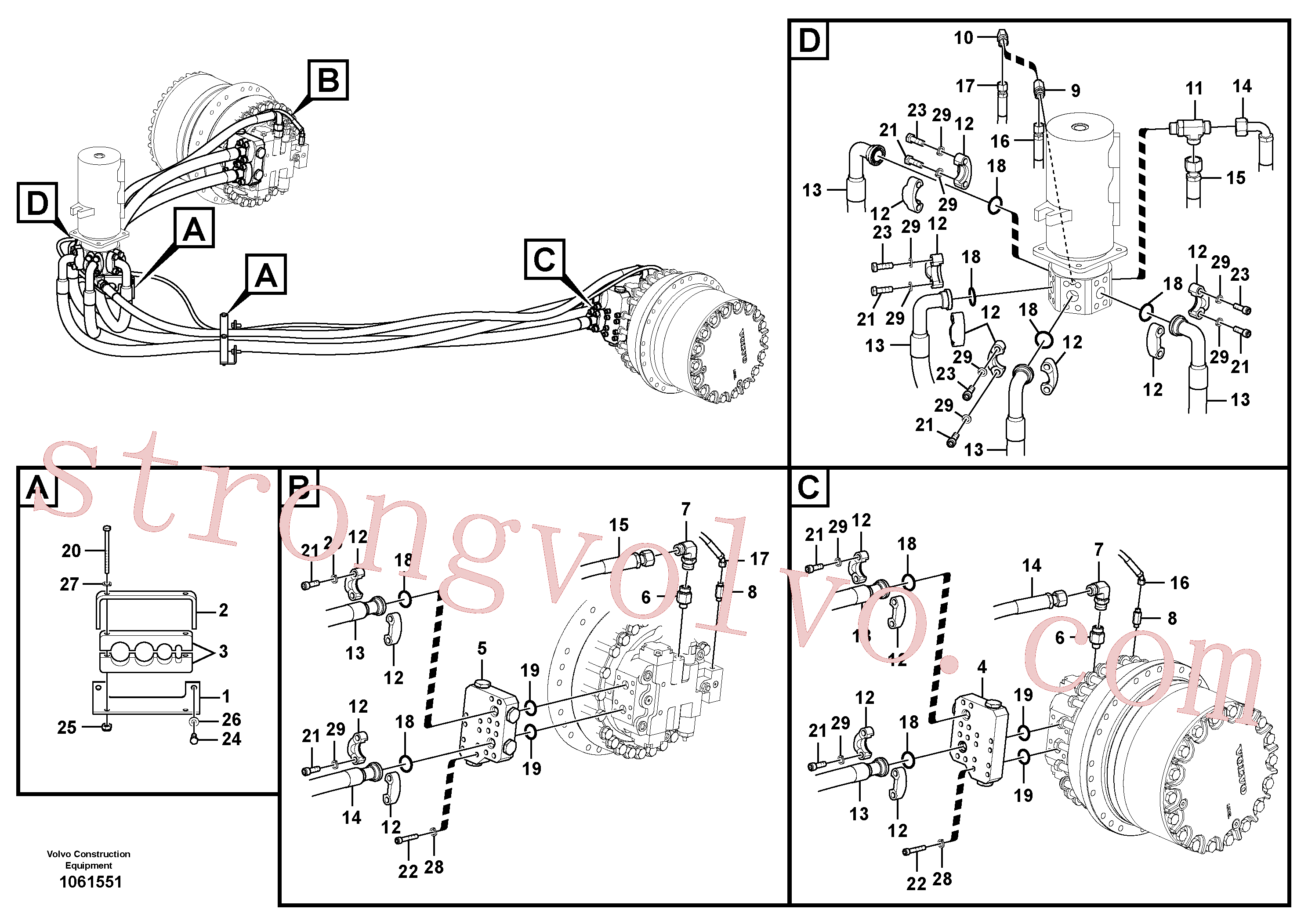 VOE984228 Volvo Linha da rótula, rótula ao motor de curso(1061551 Montagem)