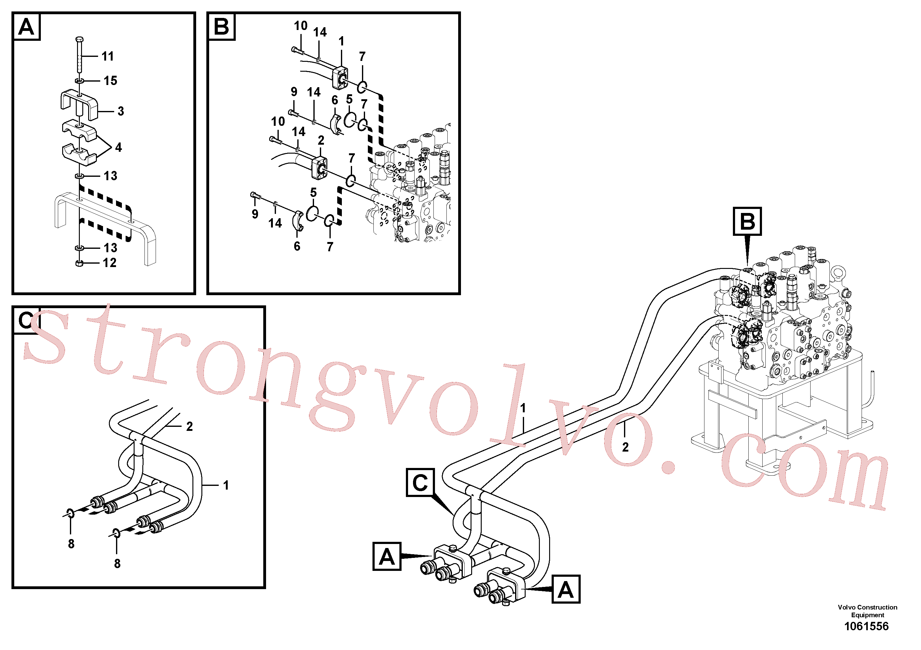 SA9111-11400 Volvo Sistema hidráulico, válvula de comando da lança e articulação(1061556 Montagem)