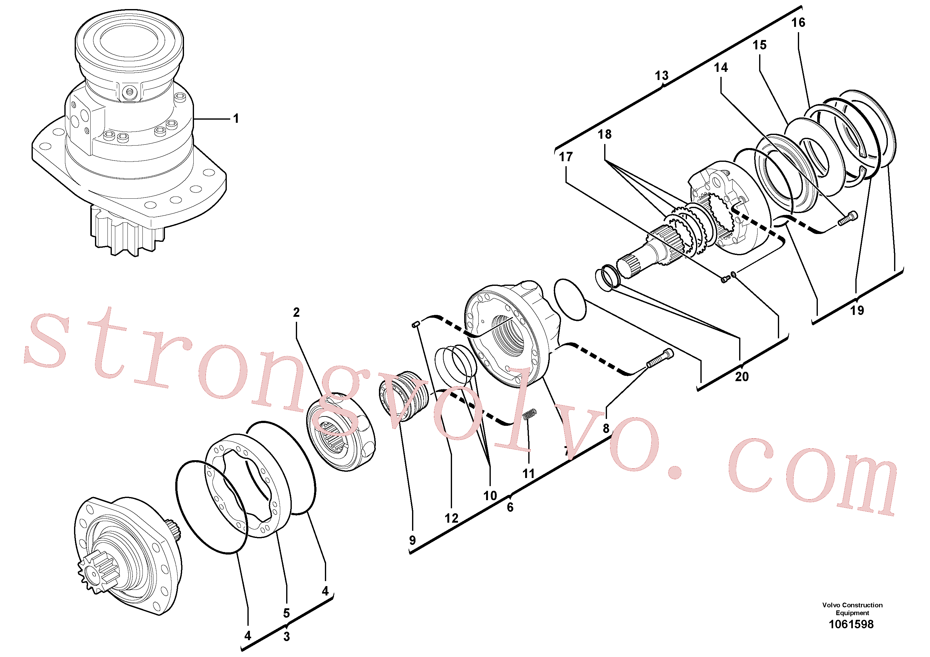 PJ7416380 Volvo Motor da engrenagem de rotação(1061598 Montagem)