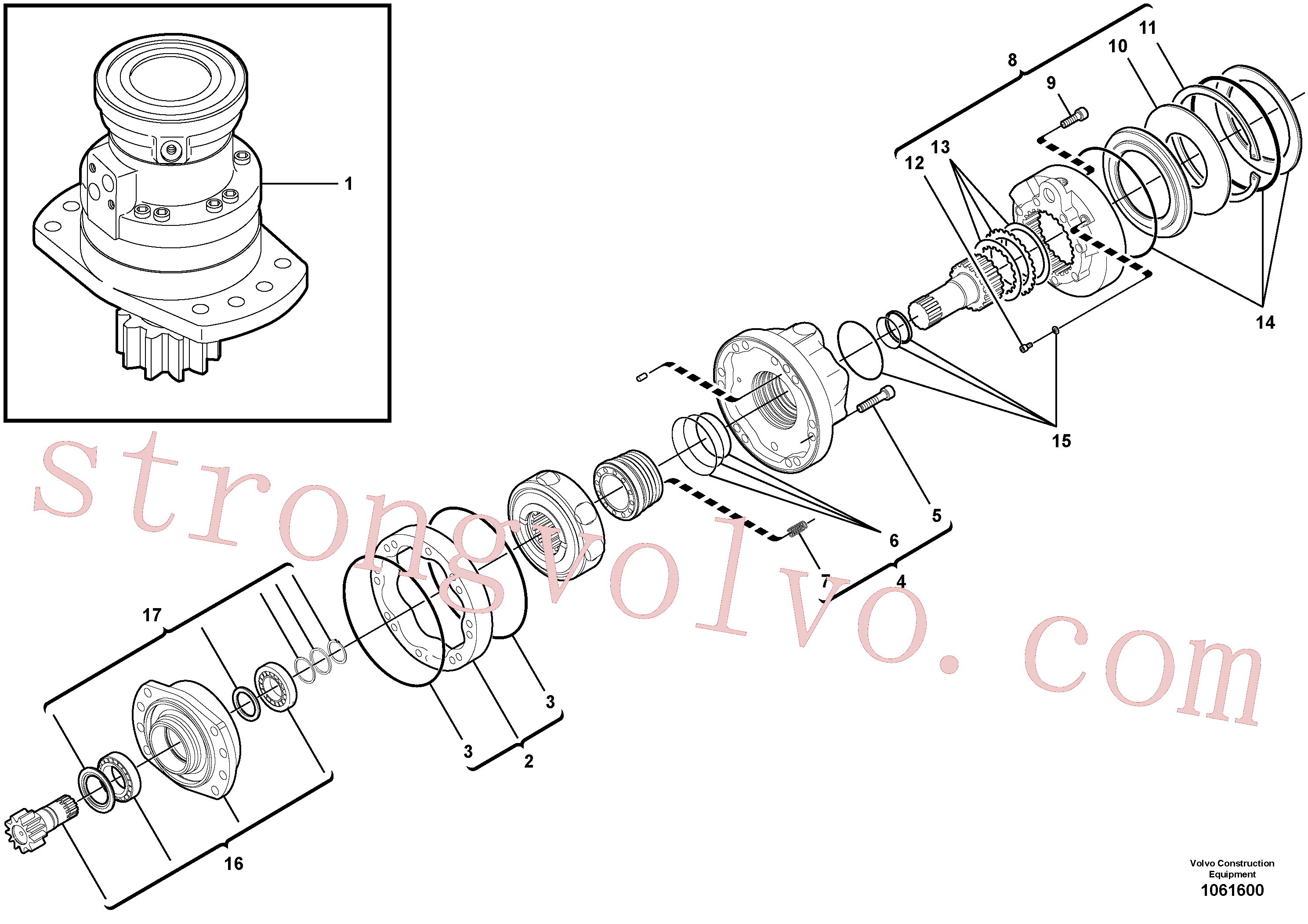 PJ7417399 Volvo Motor da engrenagem de rotação(1061600 Montagem)