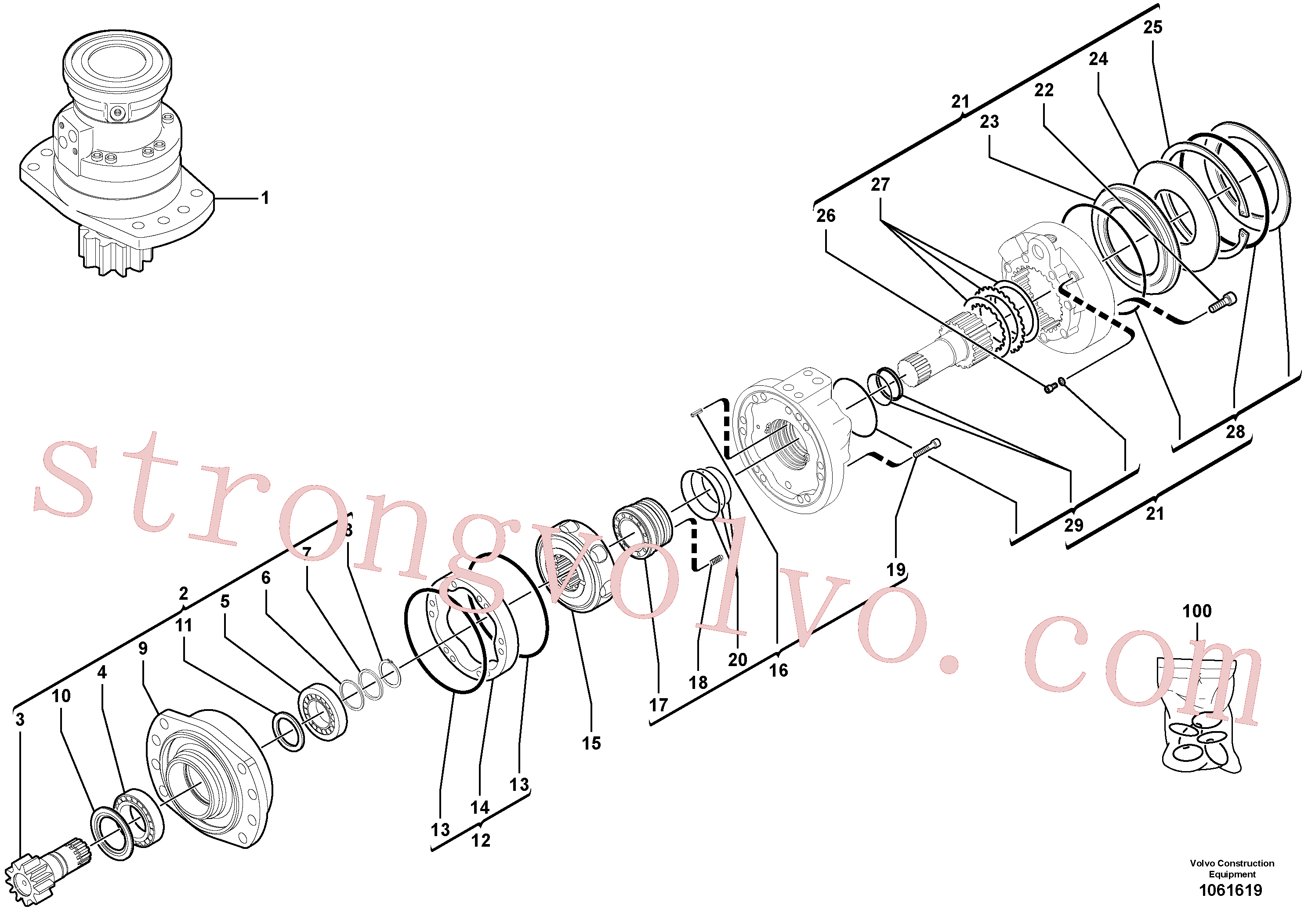 VOE11715653 Volvo Motor da engrenagem de rotação(1061619 Montagem)