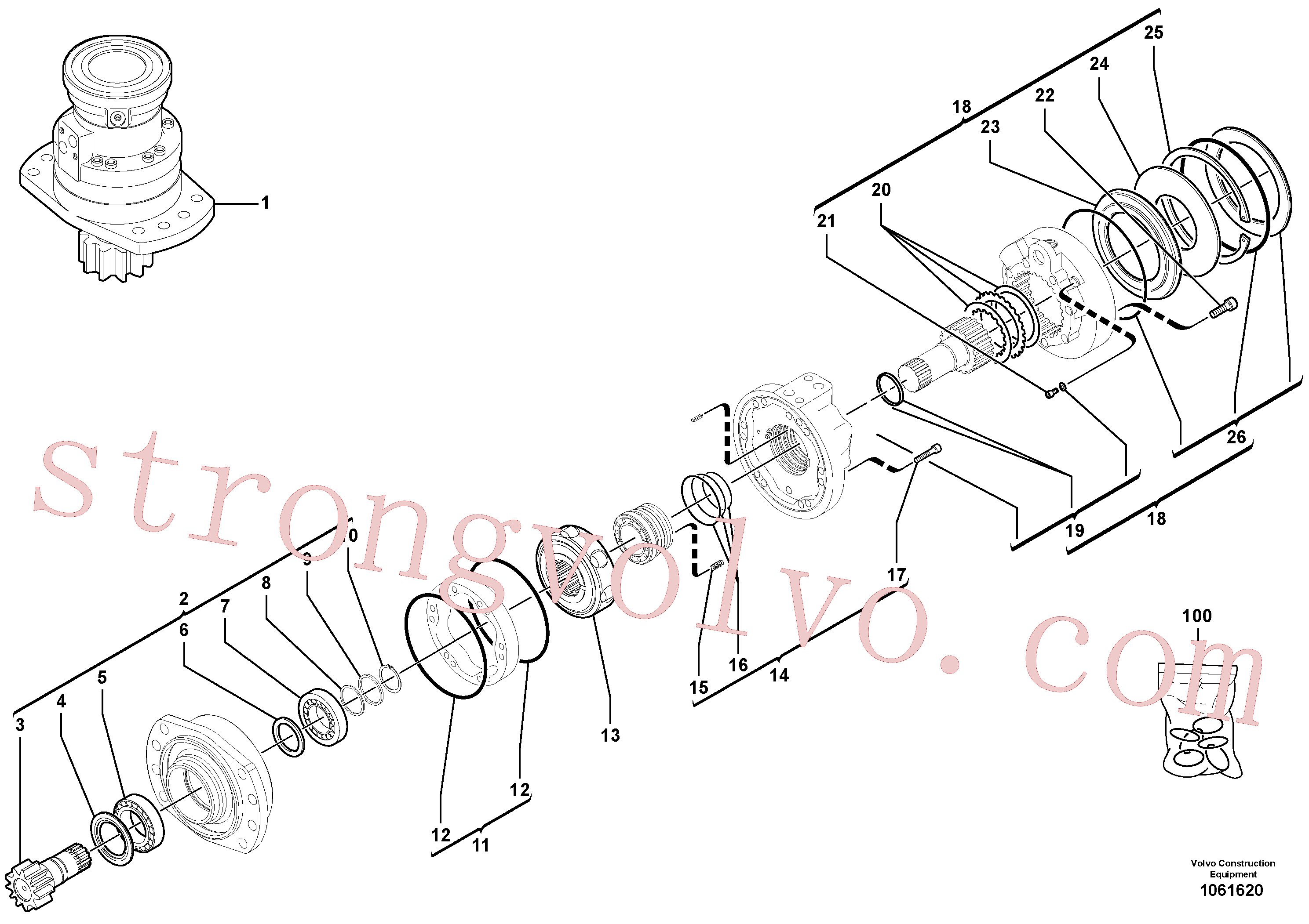 VOE11715653 Volvo Motor da engrenagem de rotação(1061620 Montagem)