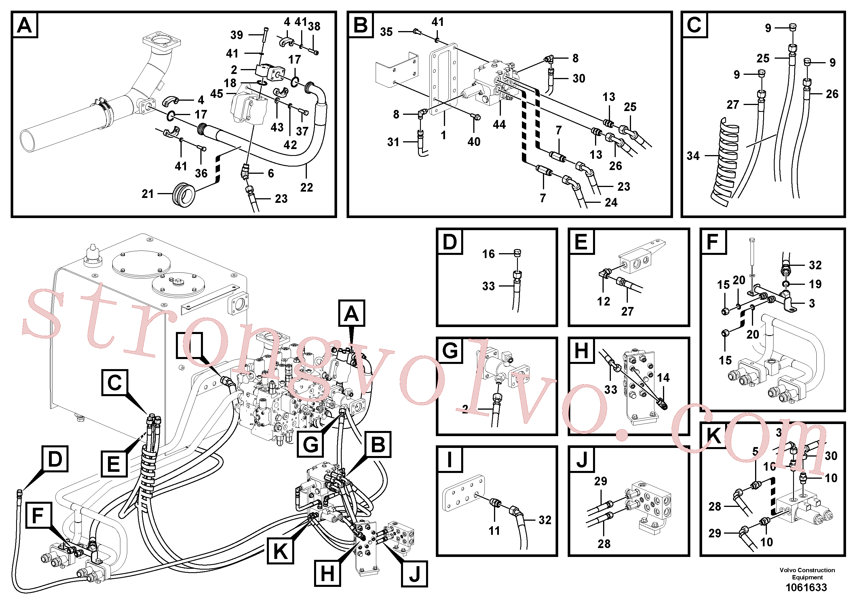 VOE936842 Volvo Sistema hidráulico, sistema refrigerante do óleo(1061633 Montagem)