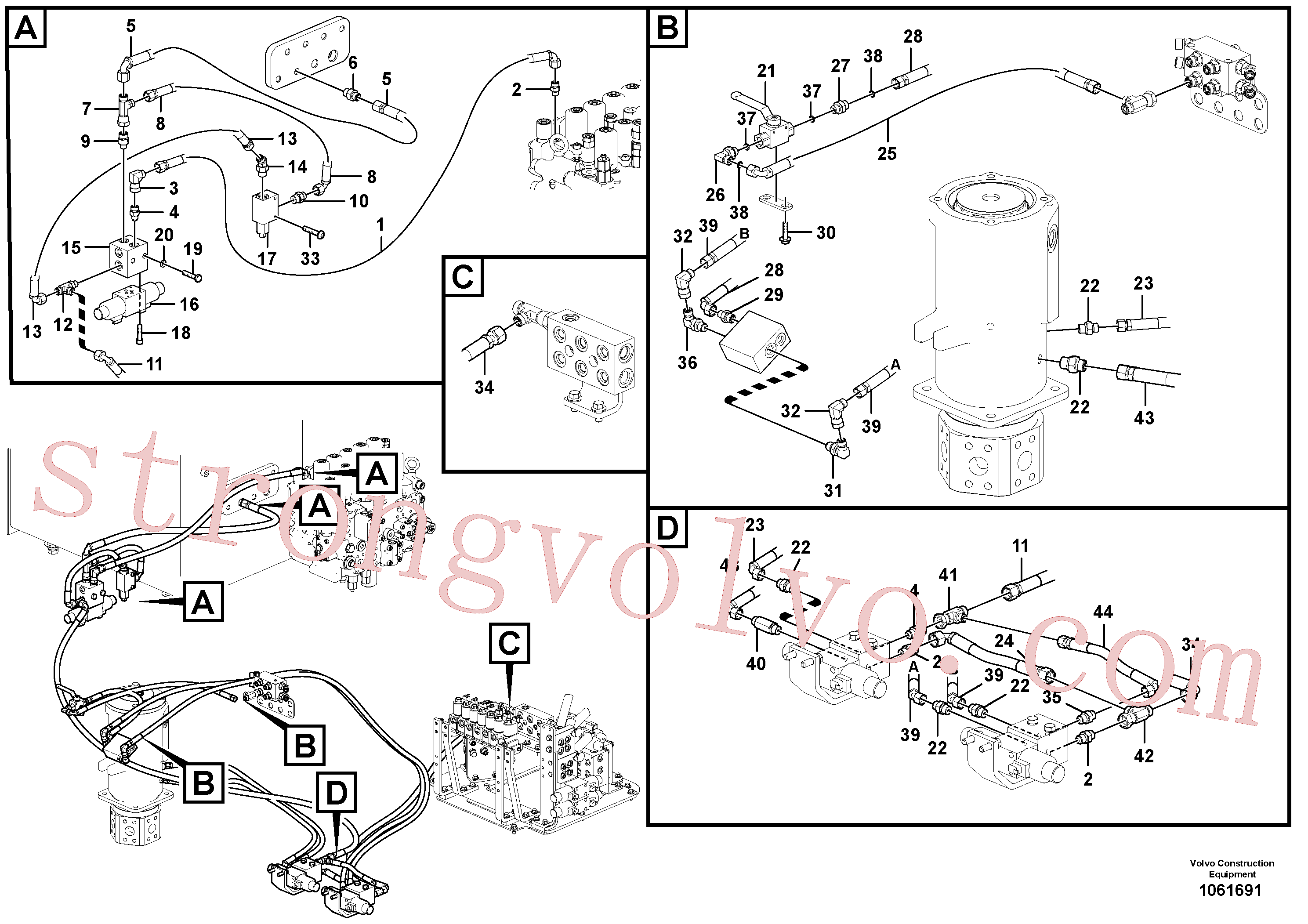 VOE14593520 Volvo Sistema servomotor, válvula de comando para válvula solenóide(1061691 Montagem)