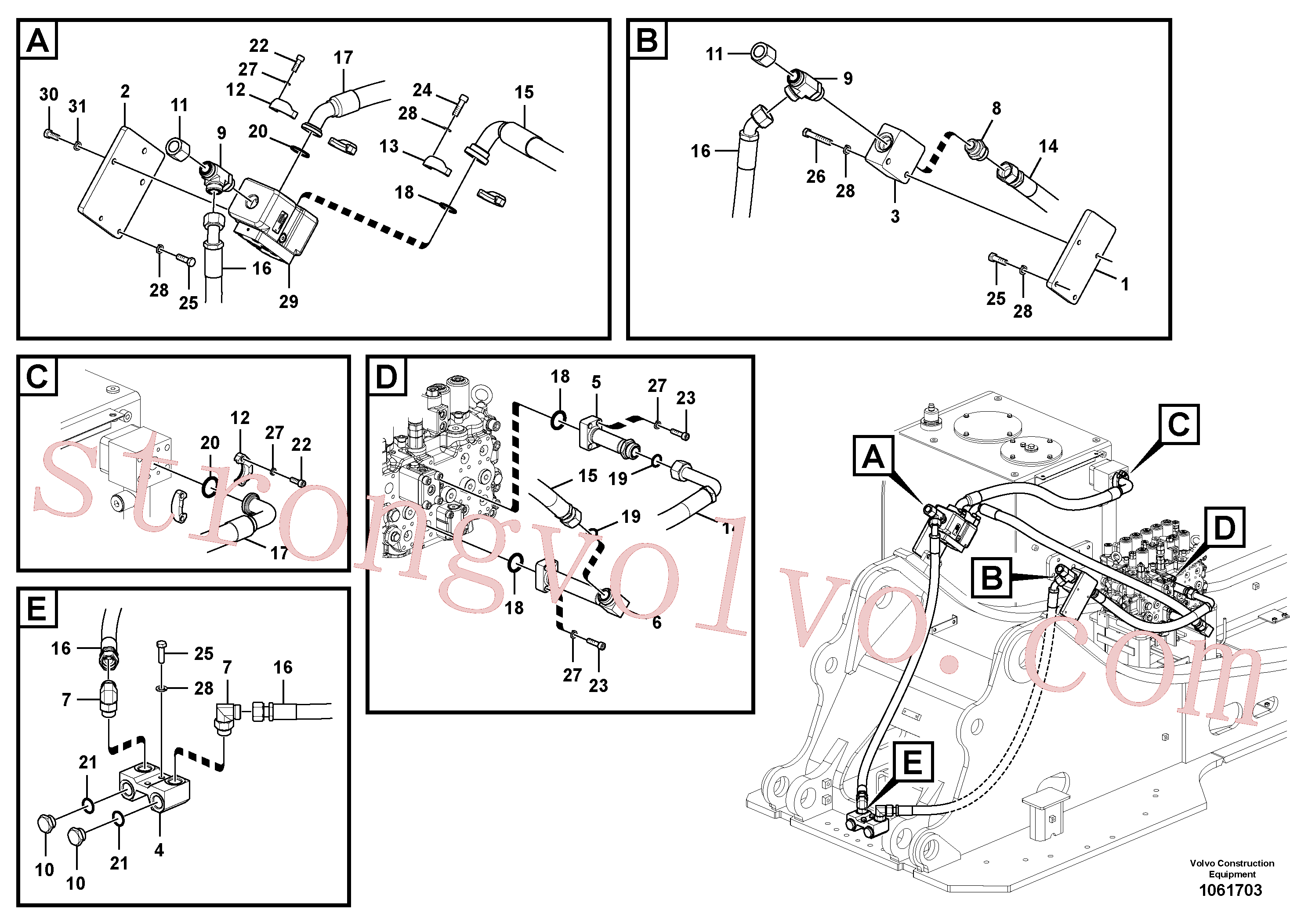 VOE14621091 Volvo Hidráulica de serviço, martelo e cortador para topo(1061703 Montagem)