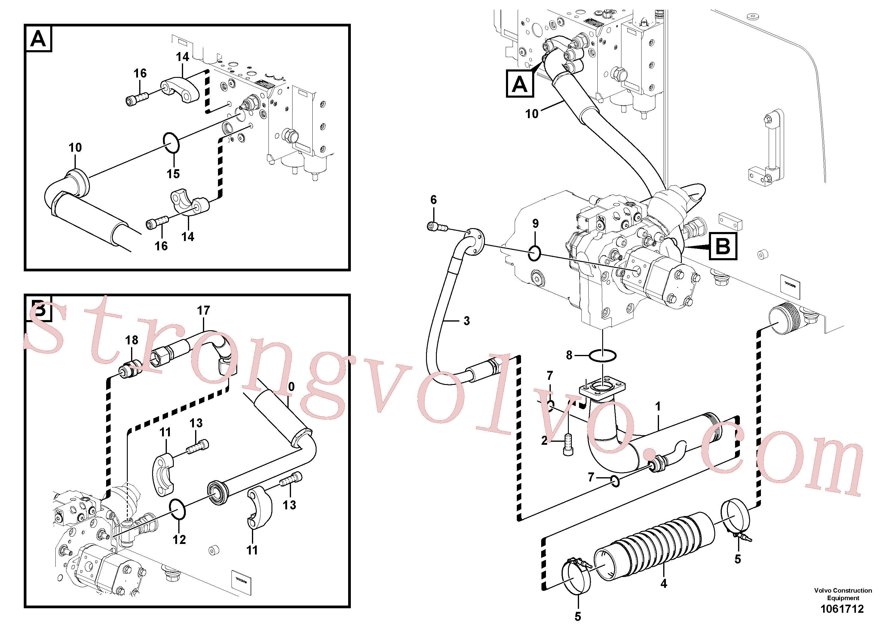 VOE993327 Volvo Sistema hidráulico, tanque hidráulico para a bomba hidráulica(1061712 Montagem)