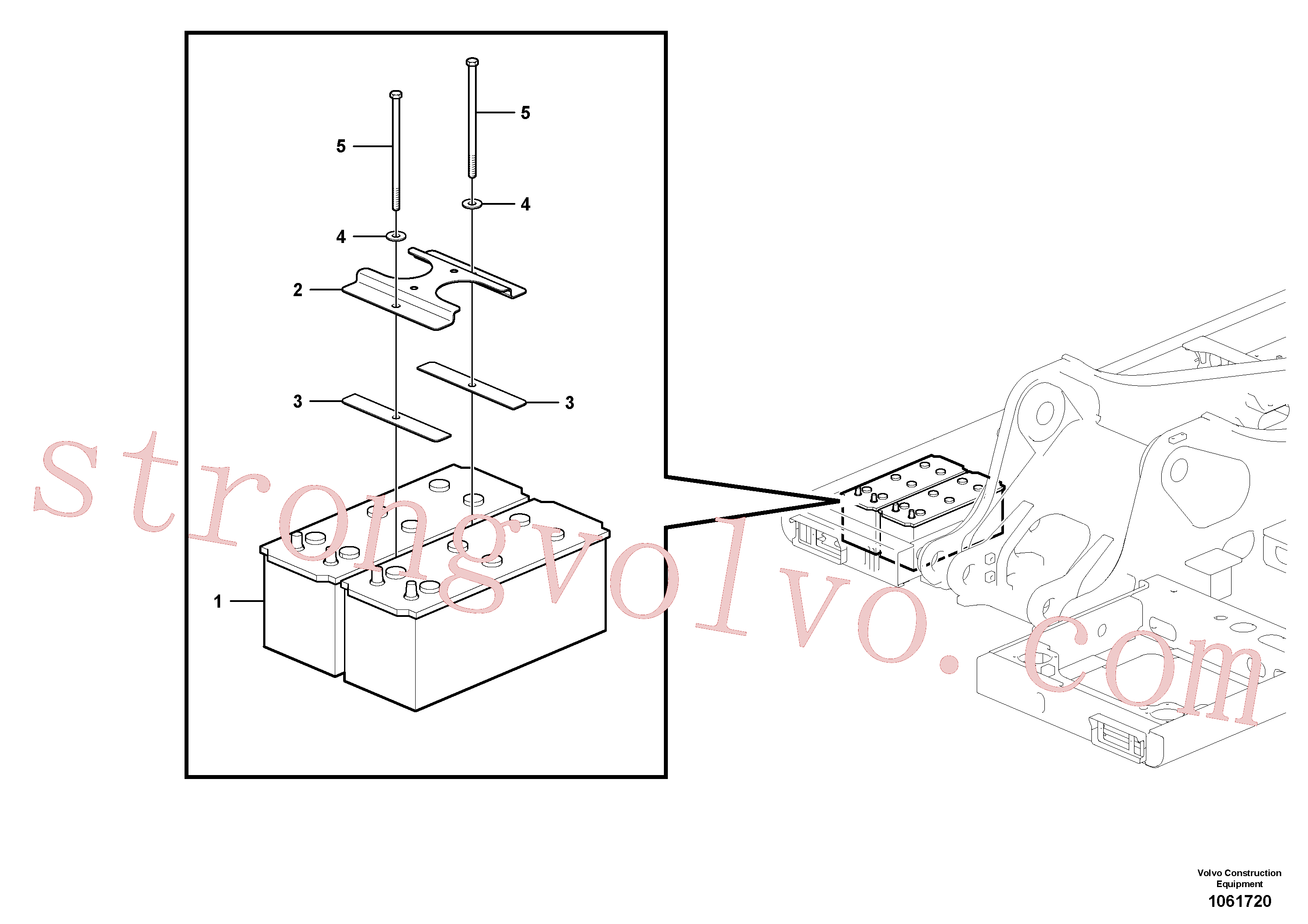VOE992573 Volvo Bateria com detalhes de montagem(1061720 Montagem)