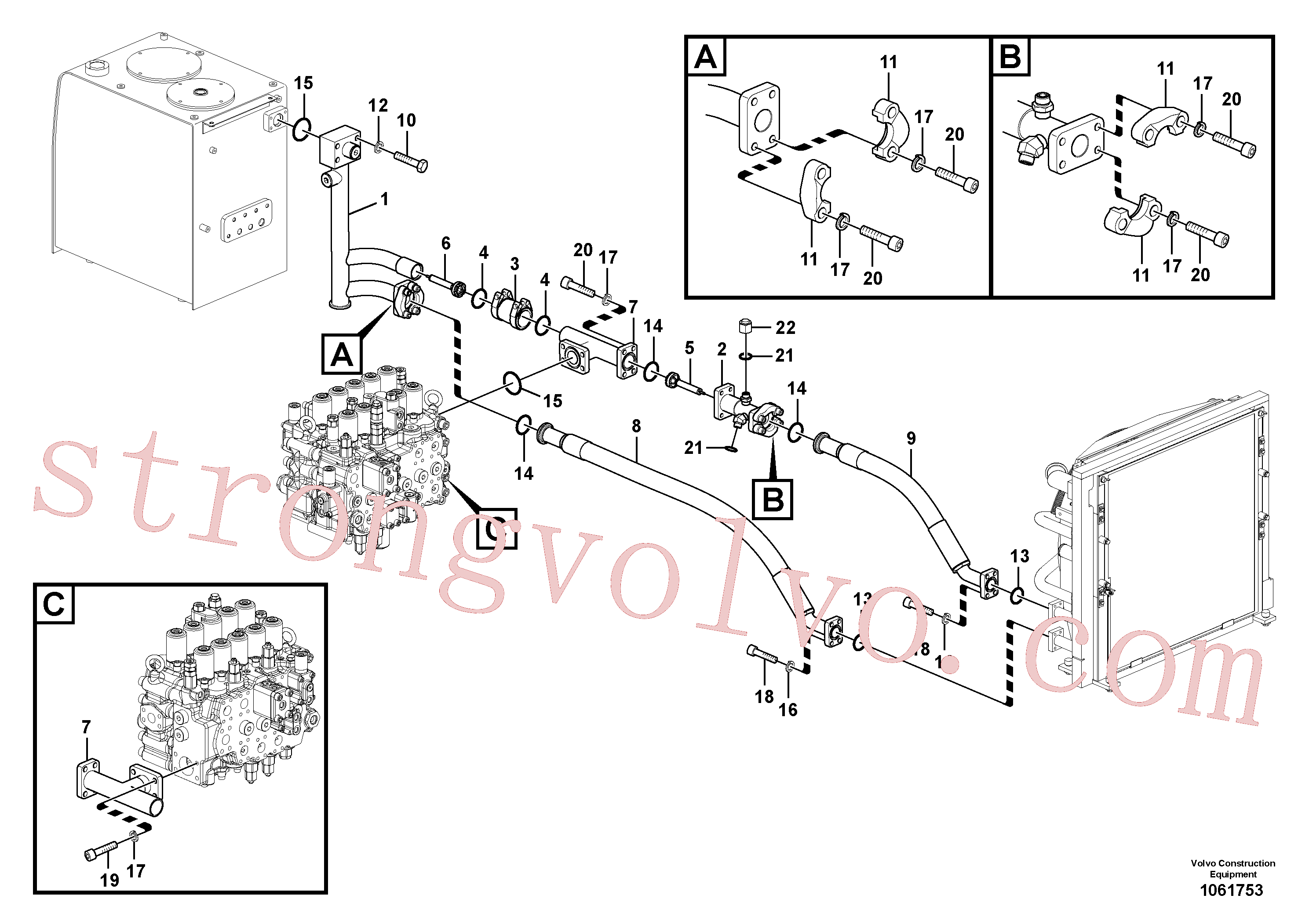 VOE14555860 Volvo Sistema hidráulico, tanque hidráulico para o refrigerador de óleo hidráulico(1061753 Montagem)