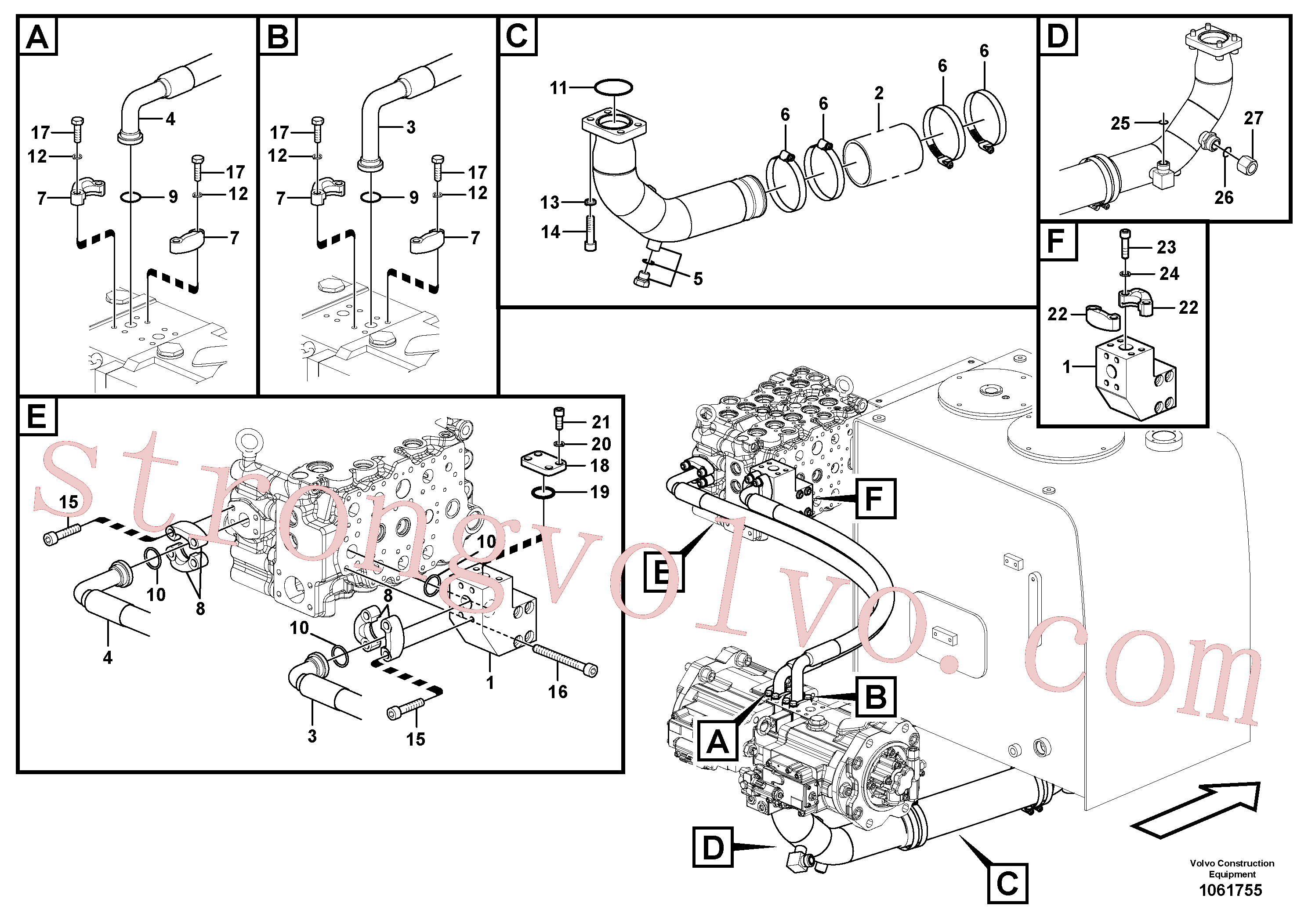 Atacado VOE14881565 Mangueira de borracha Volvo escavadeira
