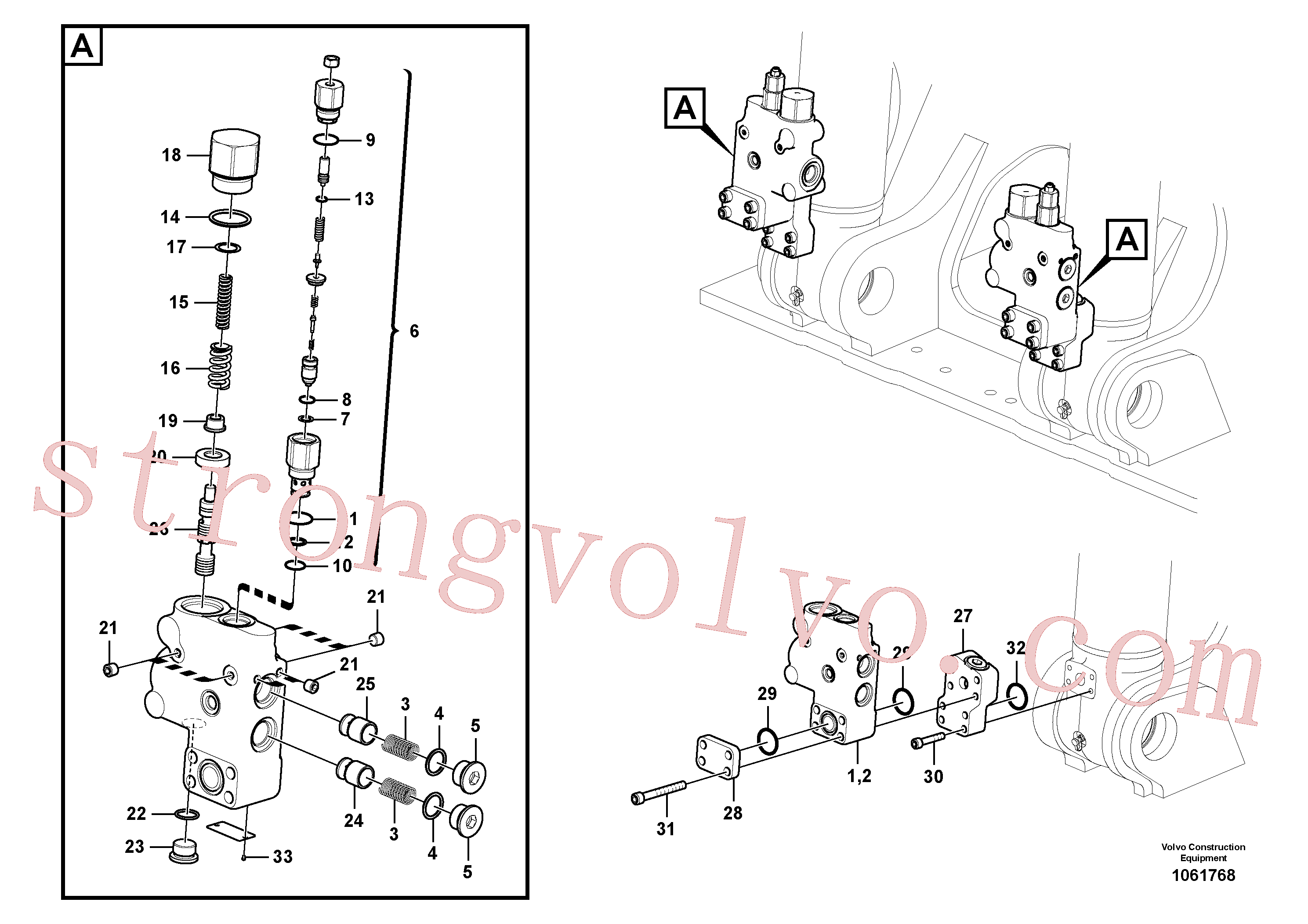 VOE14535550 Volvo Hidráulico de serviço, suporte da válvula de ruptura da lança(1061768 Montagem)