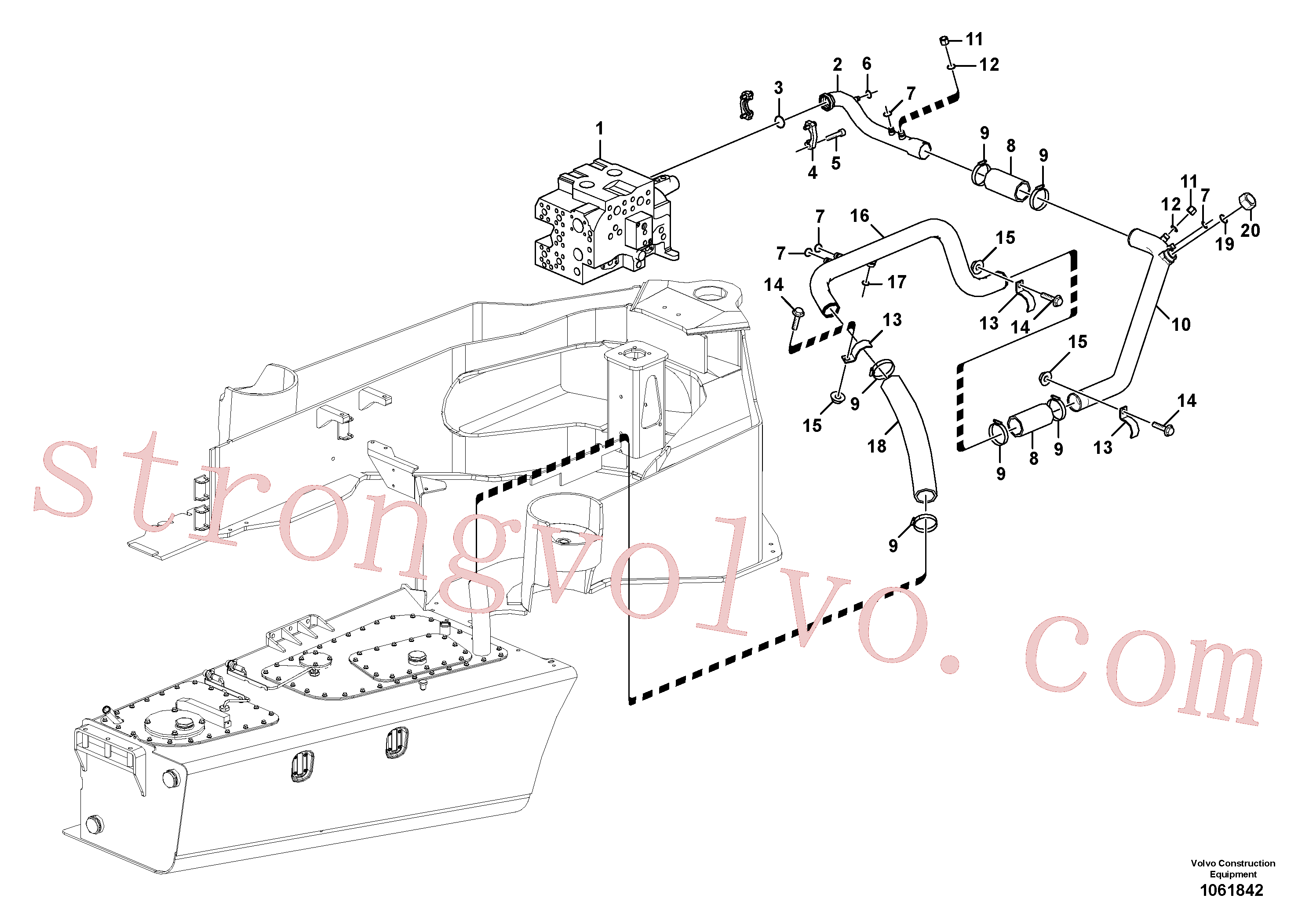 VOE935574 Volvo Sistema hidráulico, tubo de retorno do óleo(1061842 Montagem)