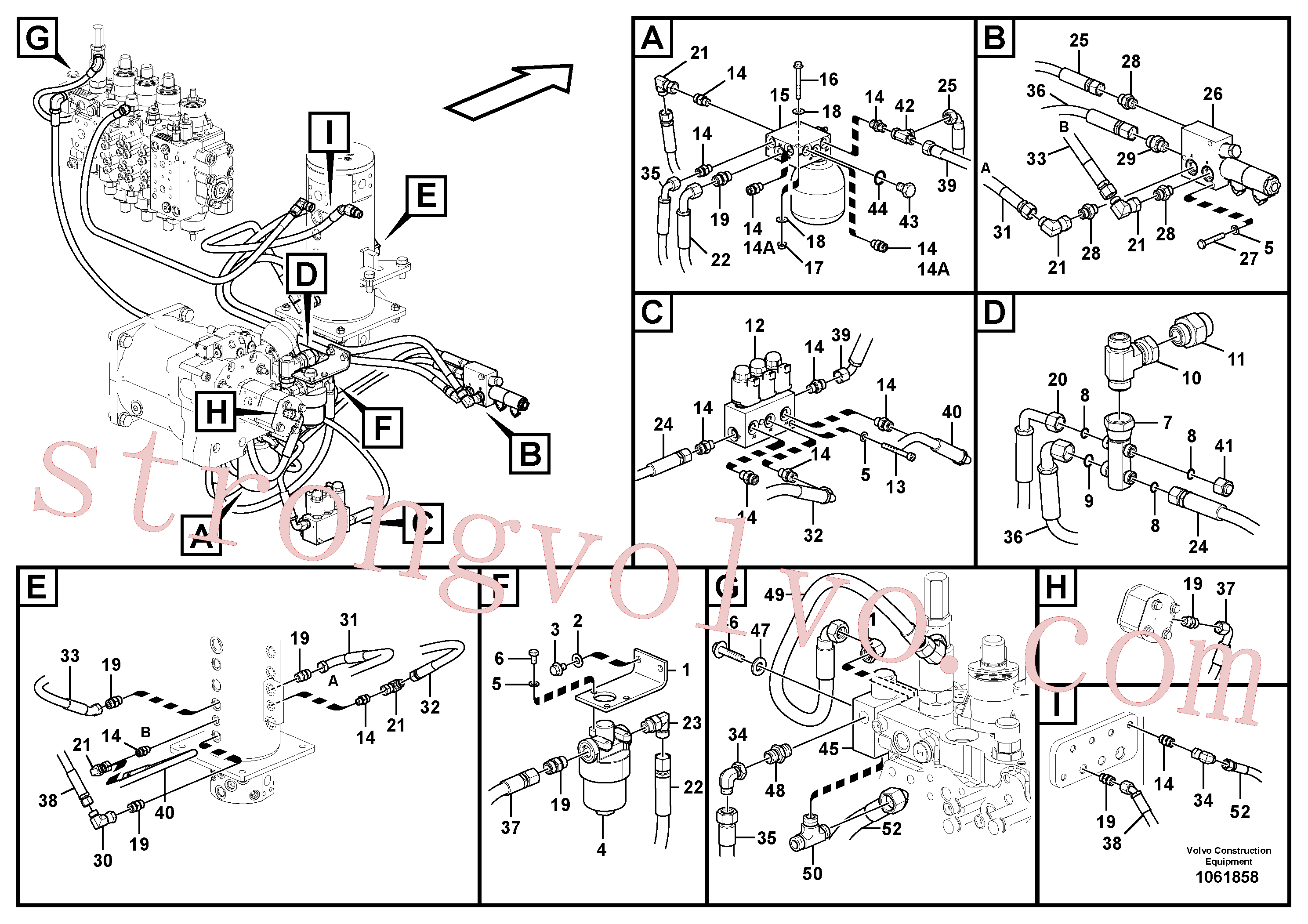 VOE13933863 Volvo Sistema servomotor, tubagem da válvula de comando(1061858 Montagem)