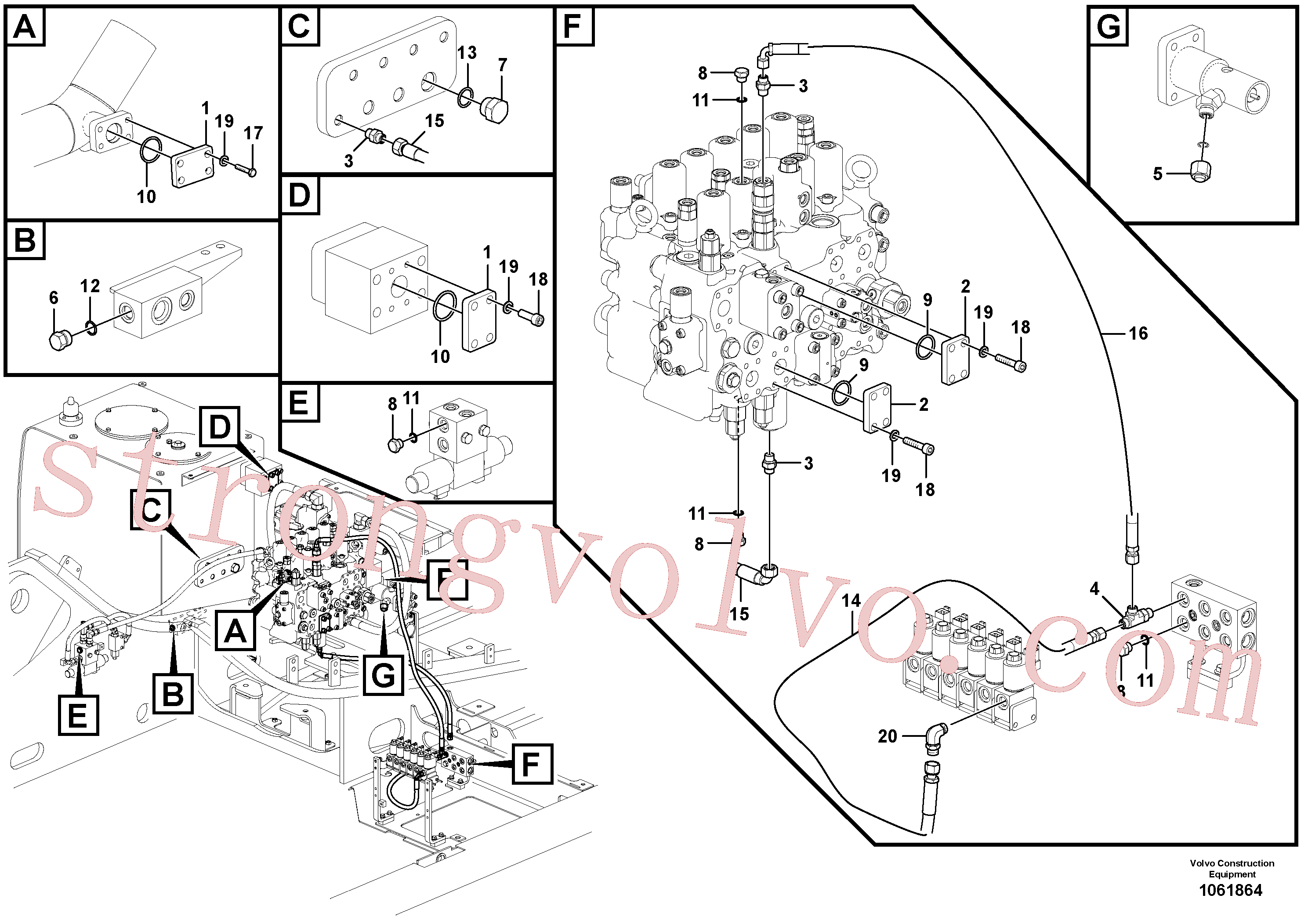 VOE14587875 Volvo Sistema servomotor, martelo e corte(1061864 Montagem)