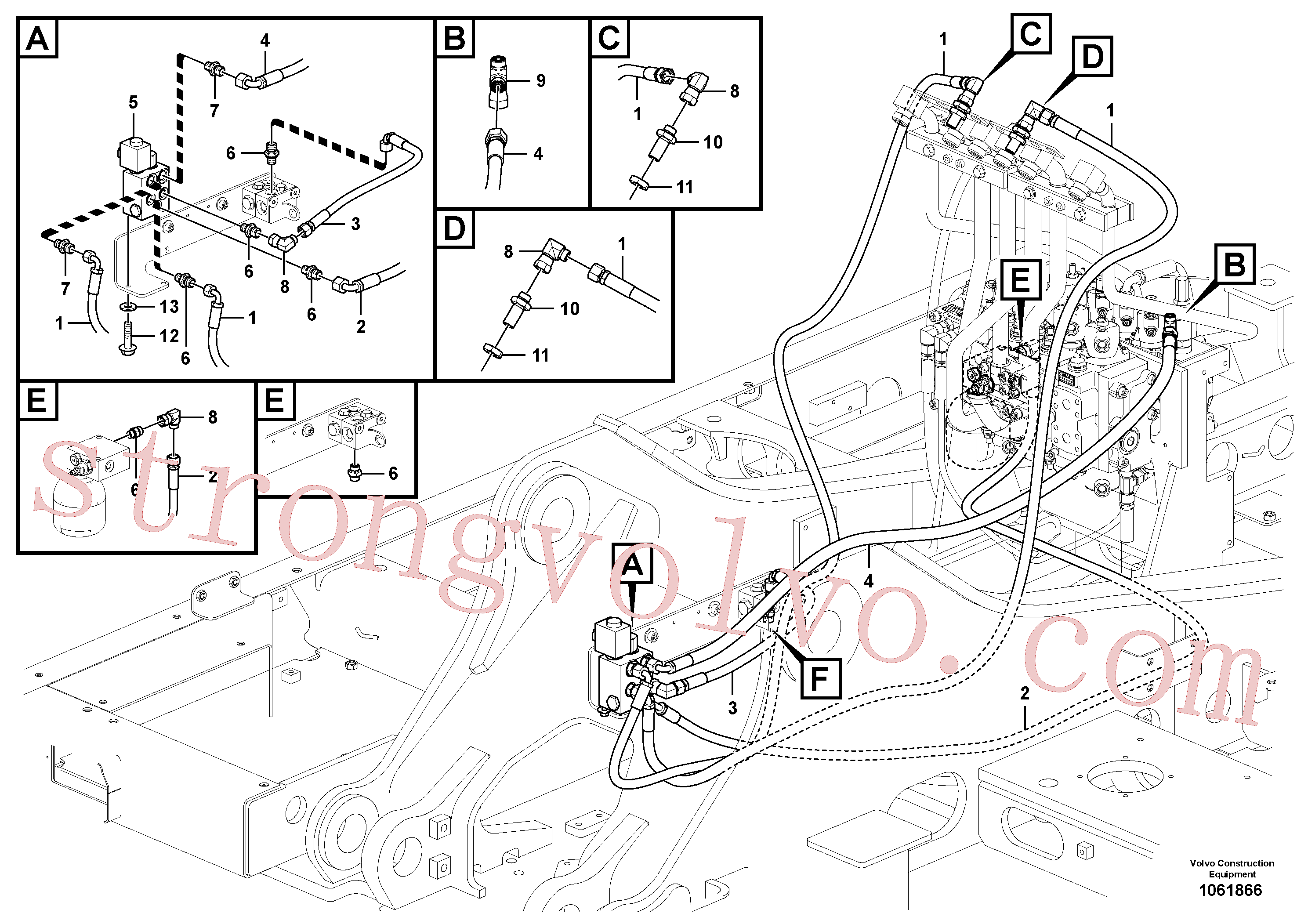 VOE937098 Volvo Hidráulica de serviço, encaixe rápido na estrutura superior(1061866 Montagem)