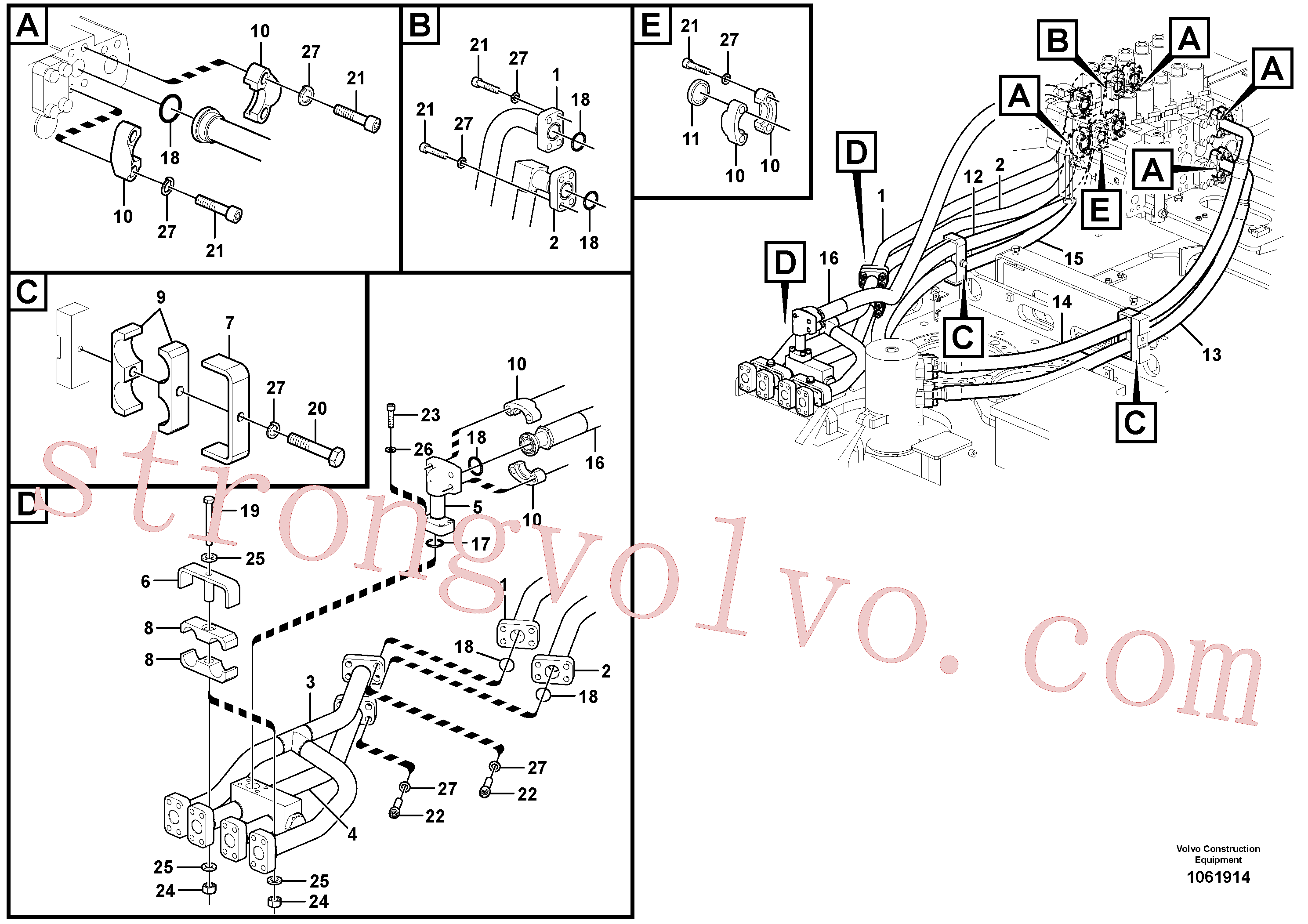 VOE14880053 Volvo Sistema hidráulico, válvula de comando da lança e articulação(1061914 Montagem)