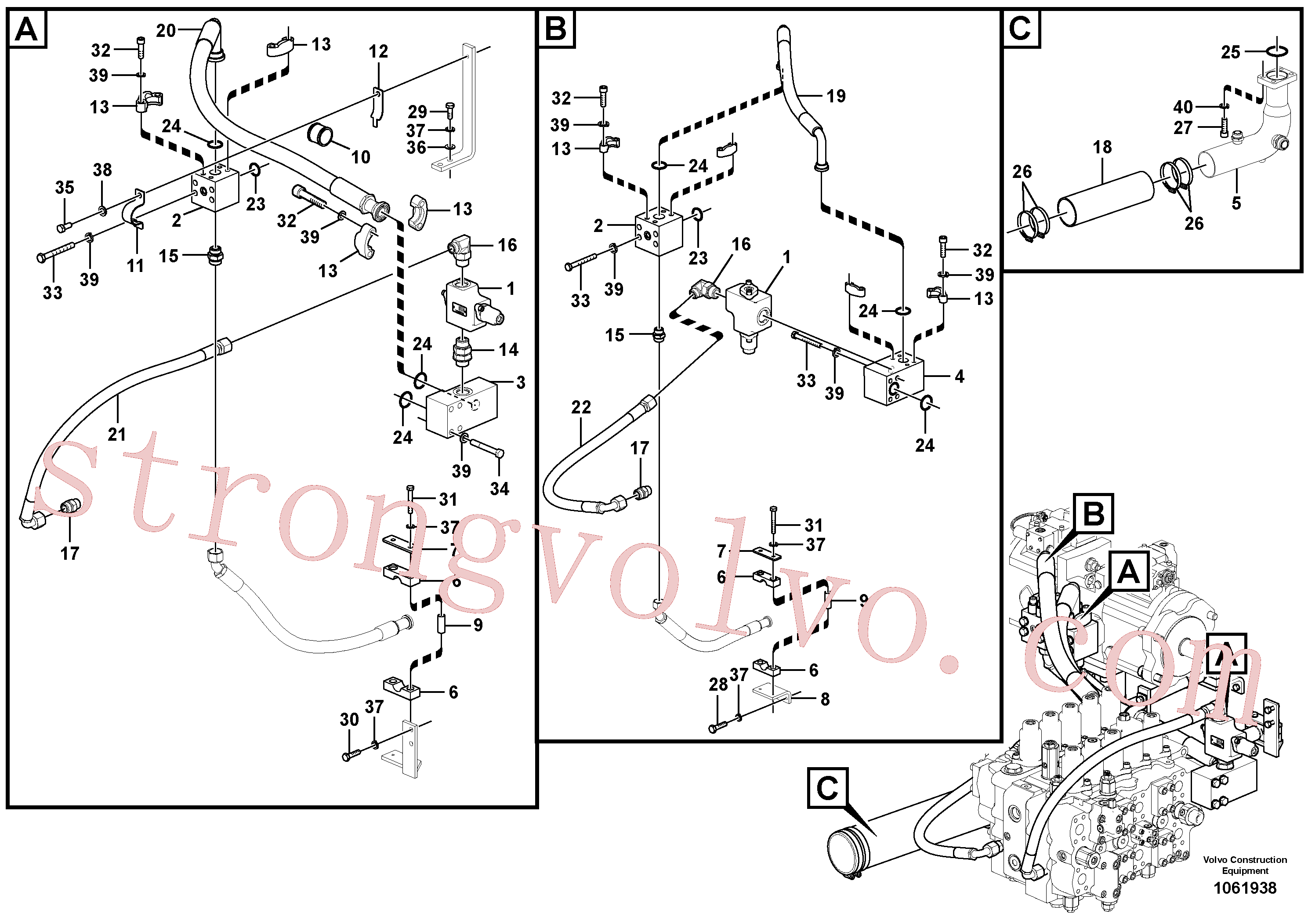 VOE14508023 Volvo Sistema hidráulico, tanque hidráulico para a bomba hidráulica(1061938 Montagem)