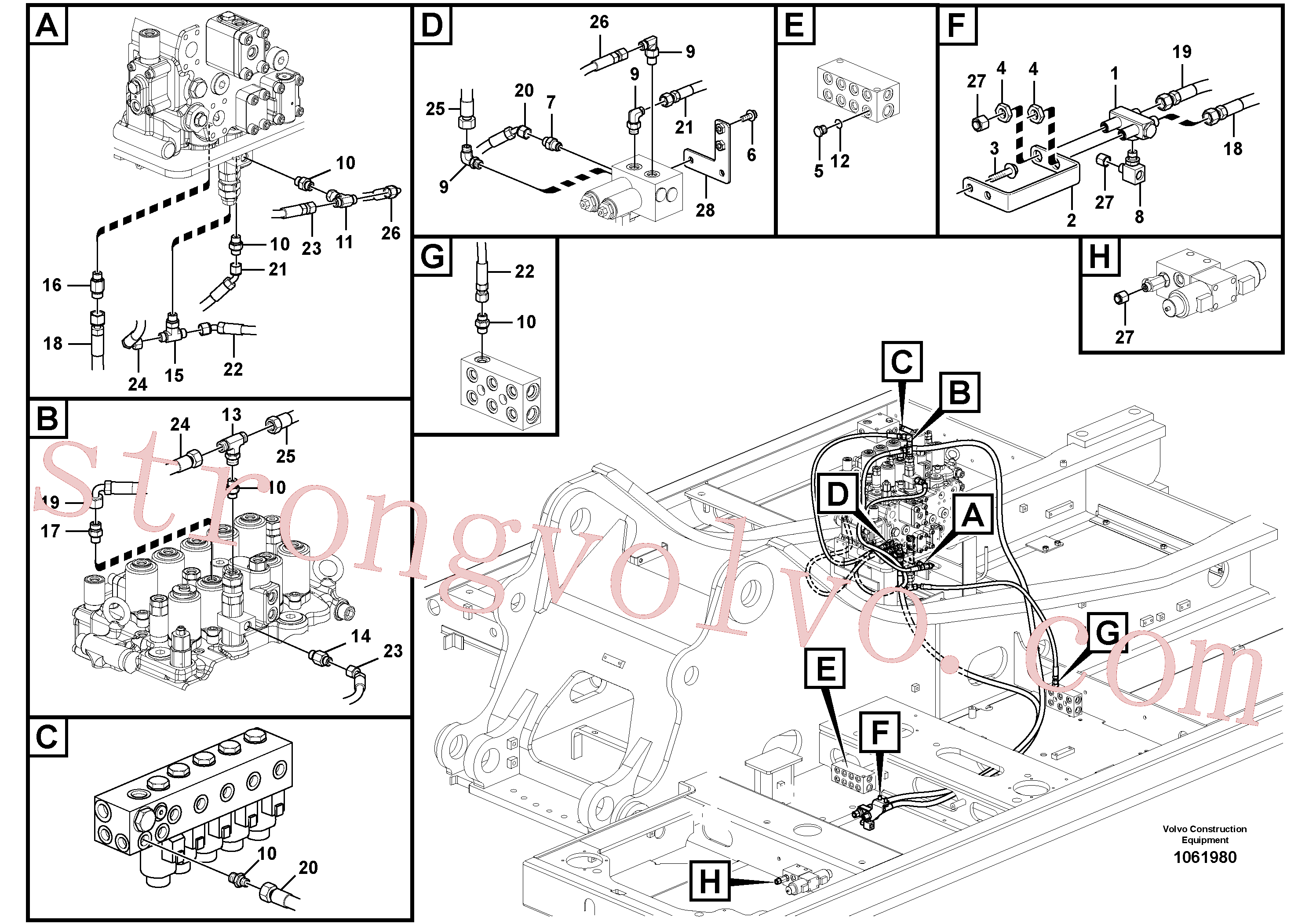 Atacado VOE937194 Mangueira completa Volvo escavadeira
