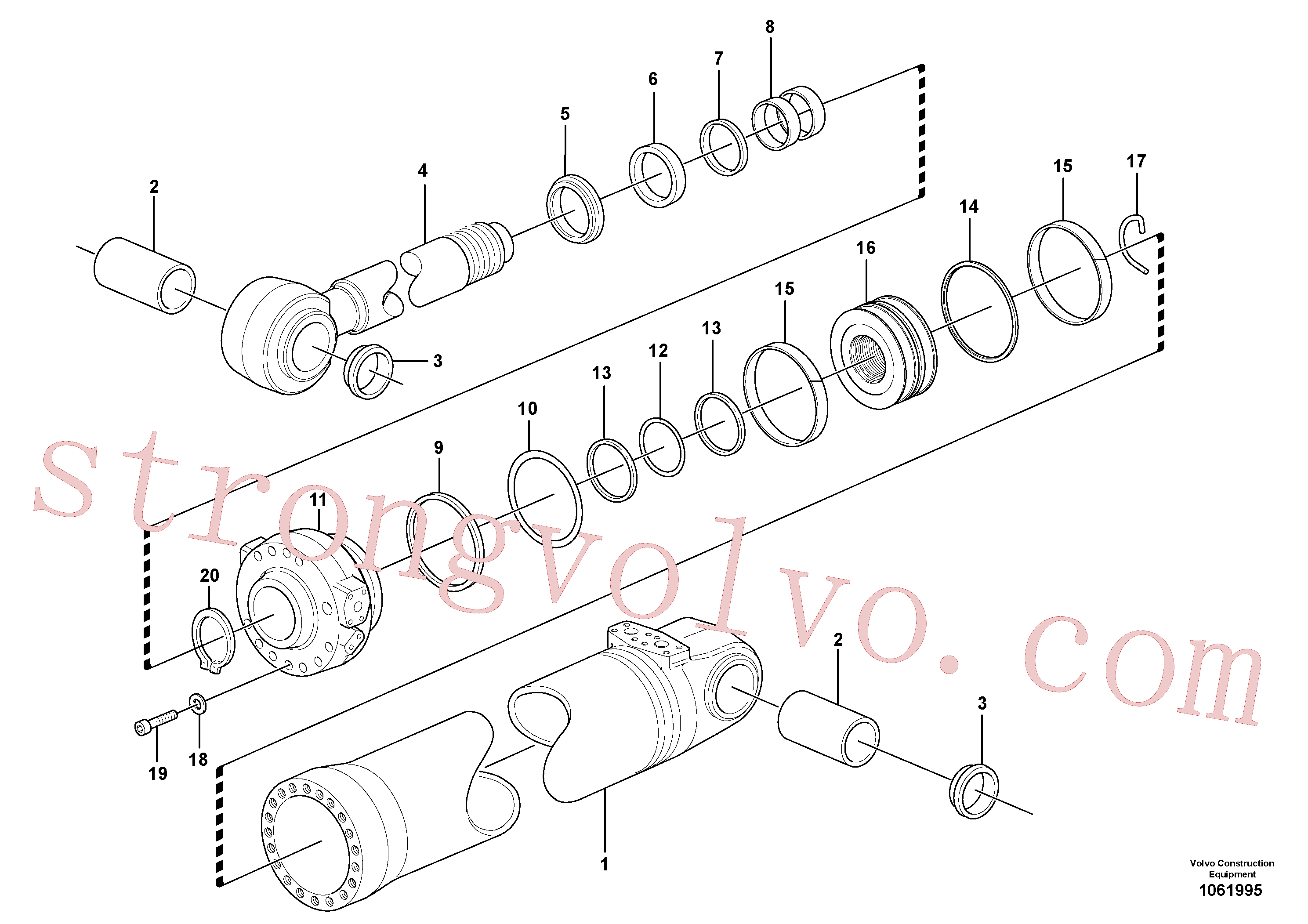 VOE11088320 Volvo Cilindro hidráulico, rotação(1061995 Montagem)