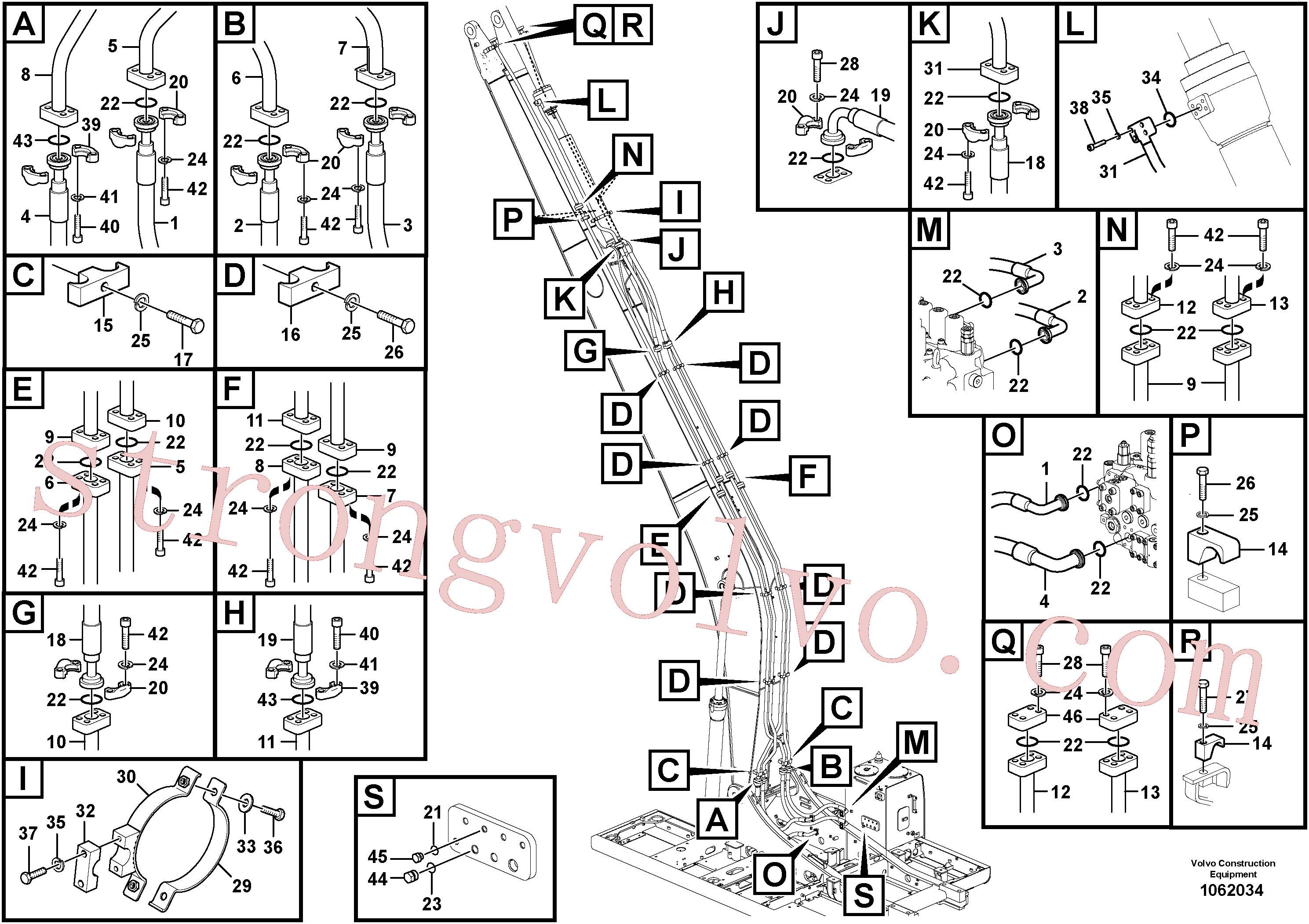 VOE14619098 Volvo Hidráulica de serviço, cilindro do braço de afundamento na lança(1062034 Montagem)