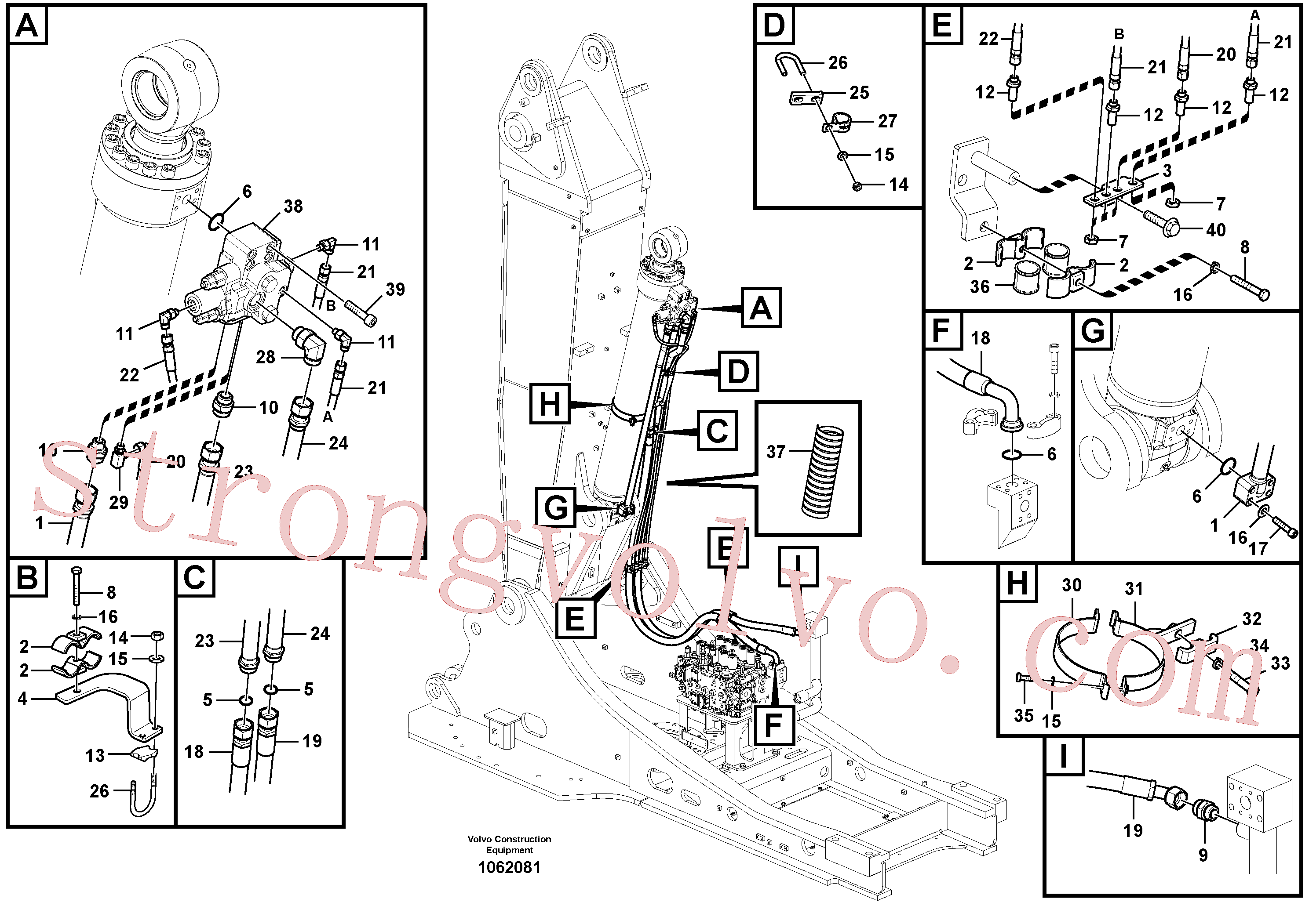 VOE14533646 Volvo Hidráulica de serviço, cilindro da 2ª lança em lança ajustável(1062081 Montagem)