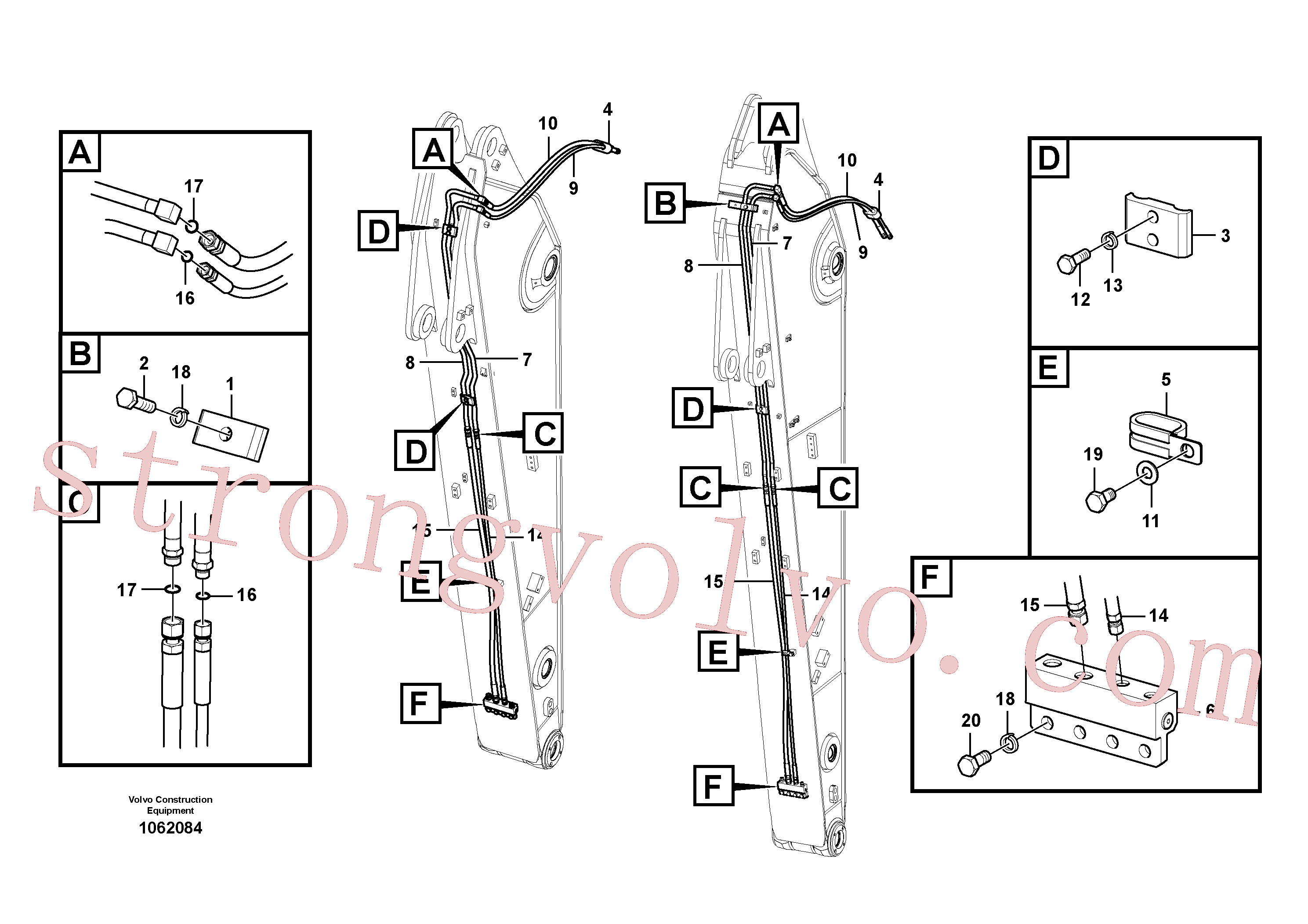 VOE936261 Volvo Hidráulica de serviço, encaixe rápido no braço de afundamento(1062084 Montagem)
