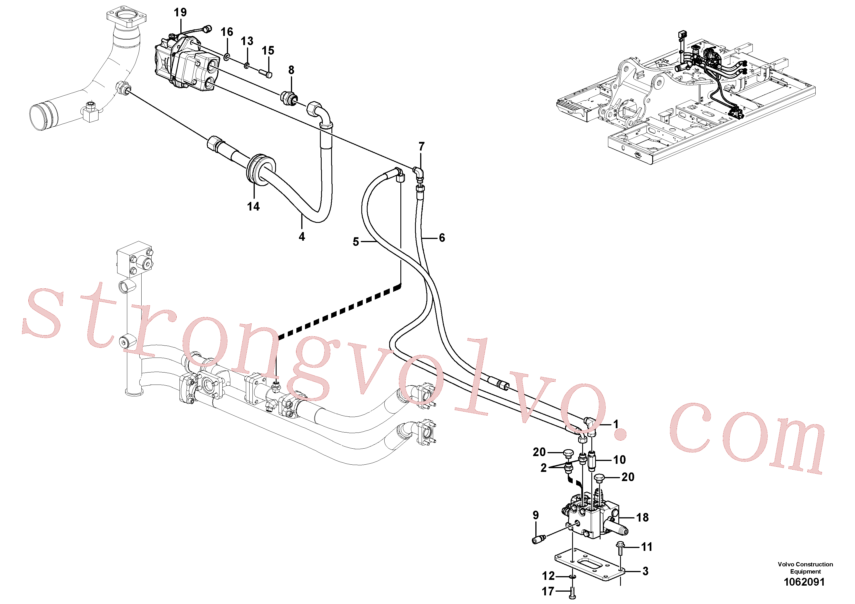 VOE14562999 Volvo Hidráulica de serviço, inclinação e rotor na estrutura superior(1062091 Montagem)