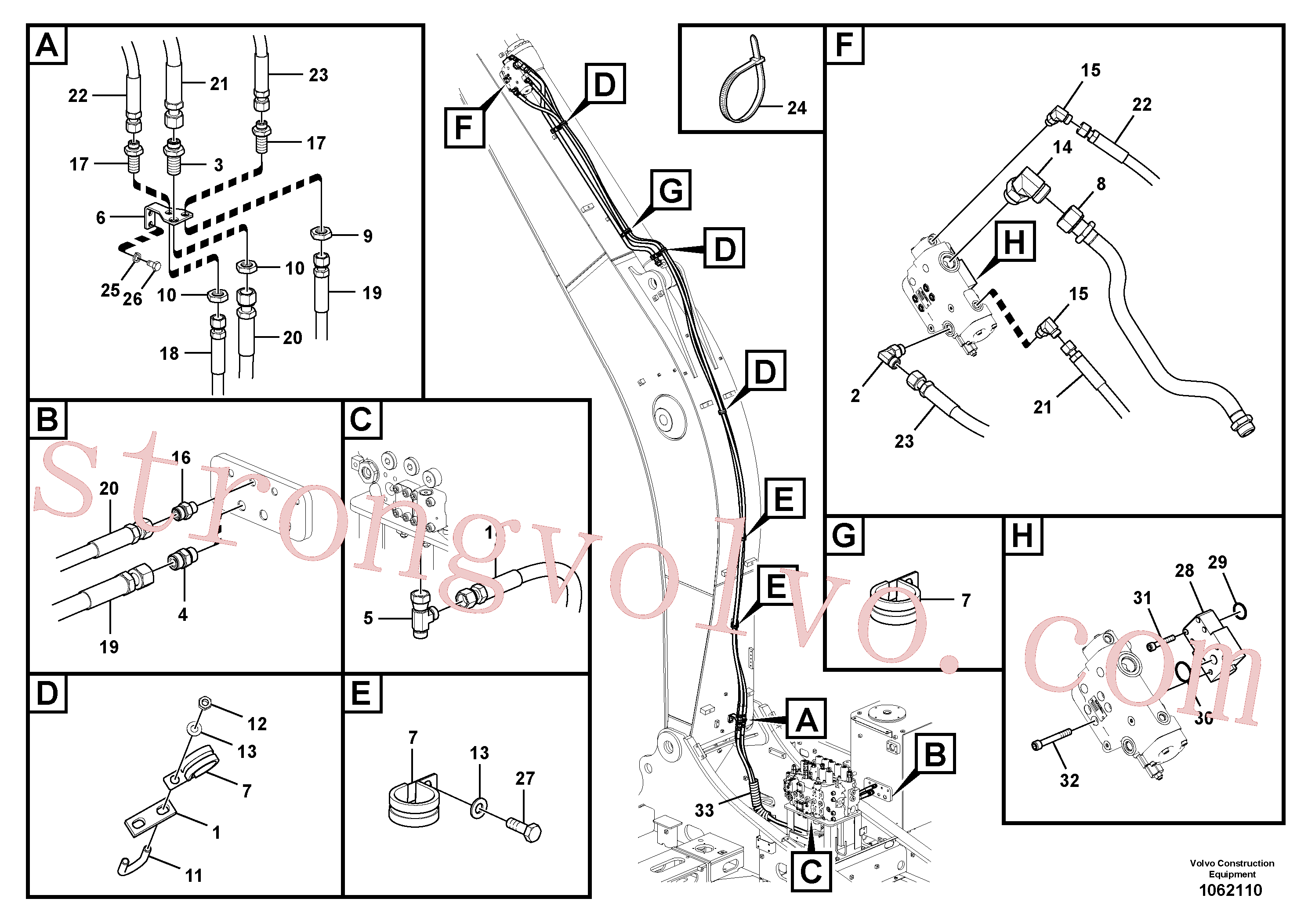 VOE938324 Volvo Hidráulica de serviço, ruptura do braço de afundamento(1062110 Montagem)
