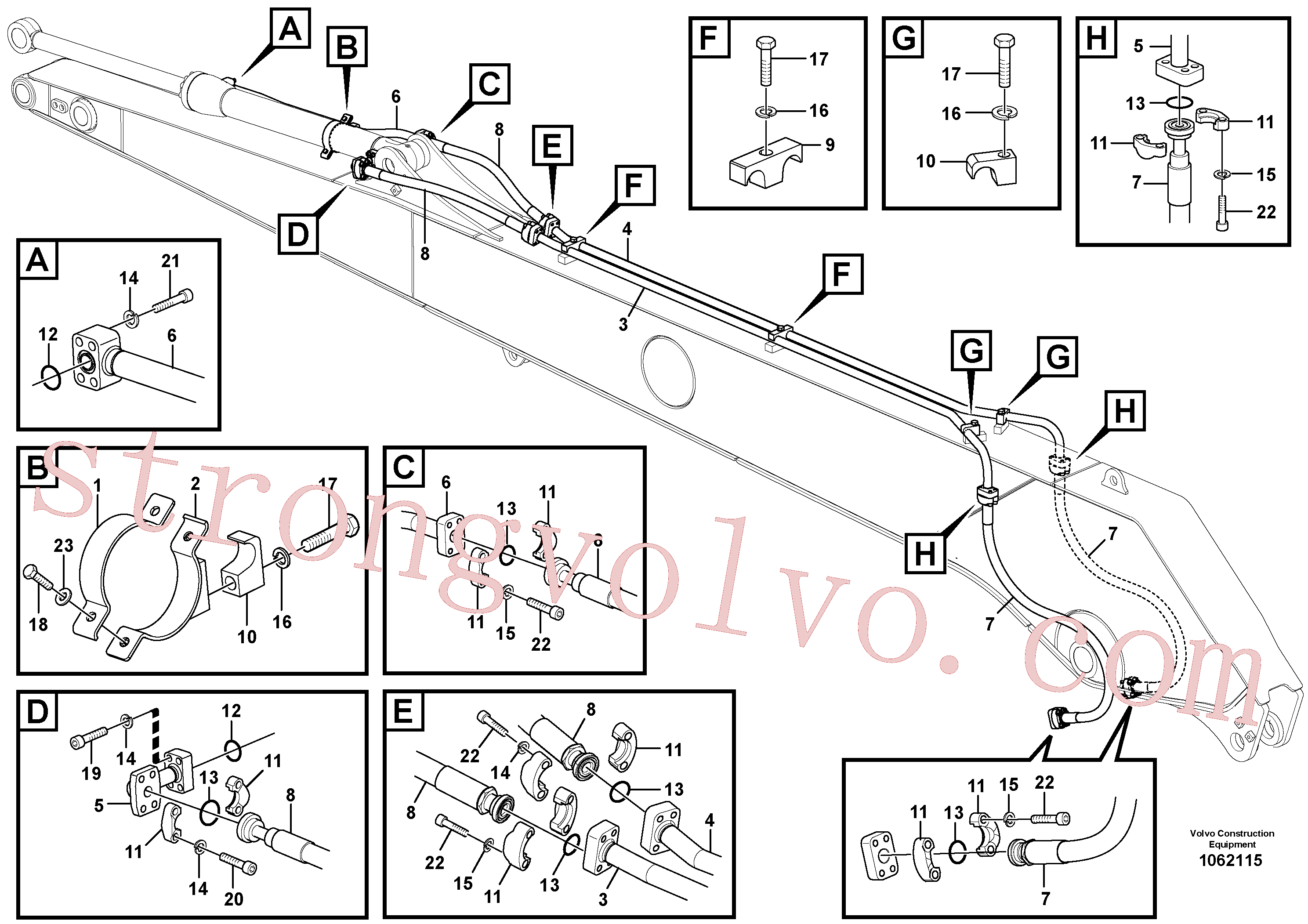 China Made VOE17200448 Mangueira completa Volvo Acessórios para escavadeira