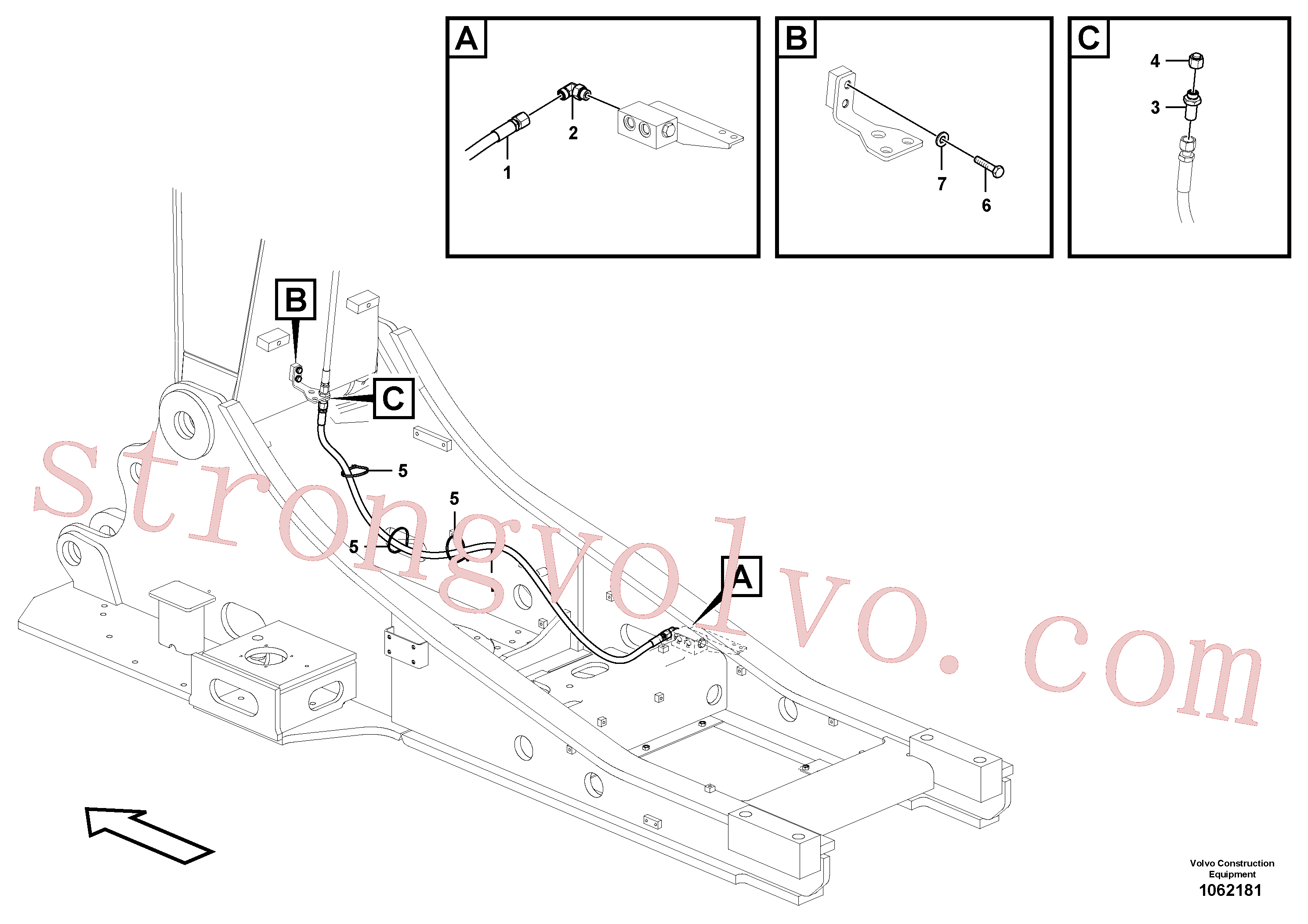 VOE937149 Volvo Hidráulica de serviço, fuga de óleo na estrutura superior(1062181 Montagem)