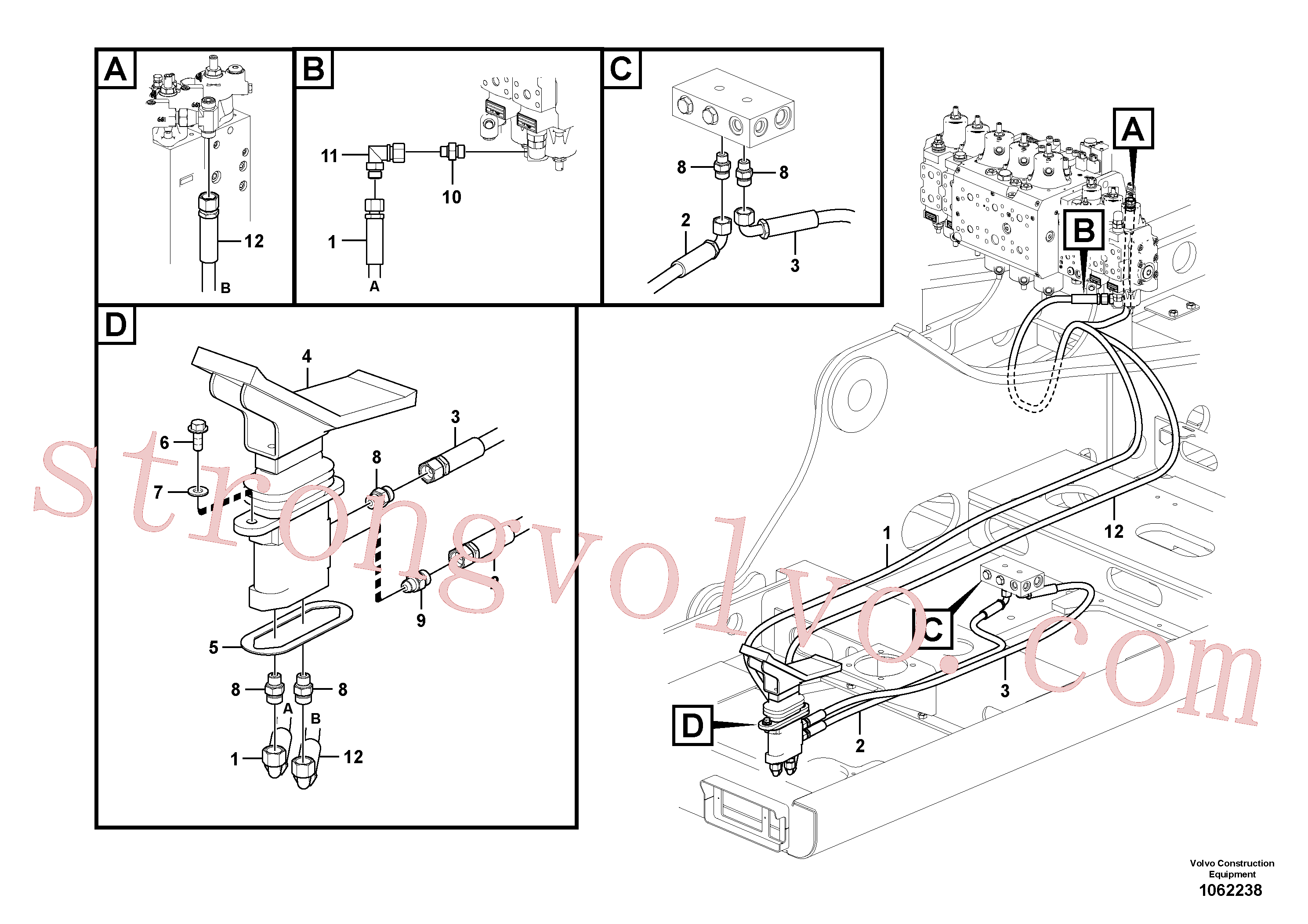 VOE14515386 Volvo Hidráulica de serviço, cilindro da 2ª lança em lança ajustável(1062238 Montagem)