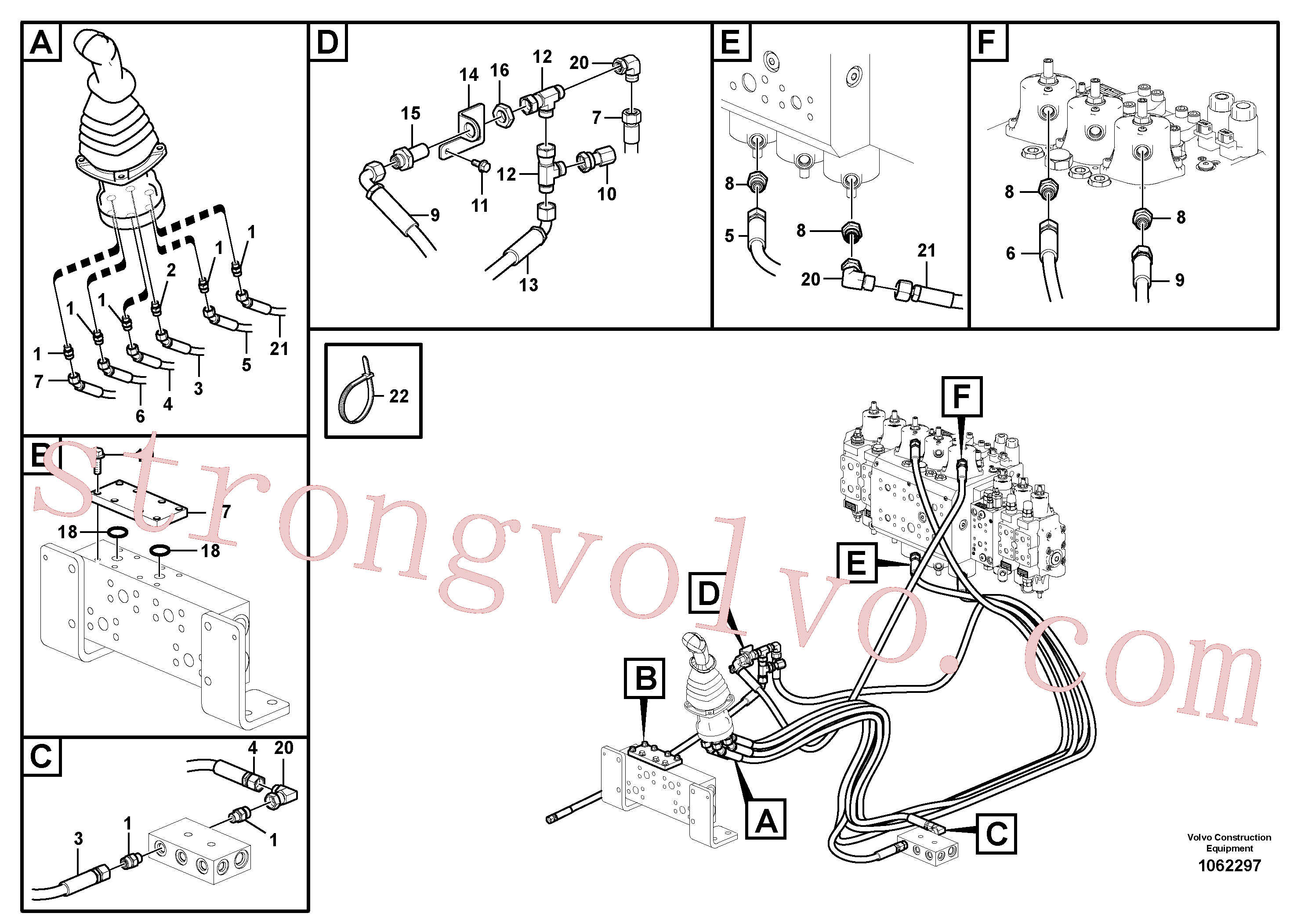 VOE938068 Volvo Sistema servomotor, válvula de comando para válvula de comando à distância(1062297 Montagem)