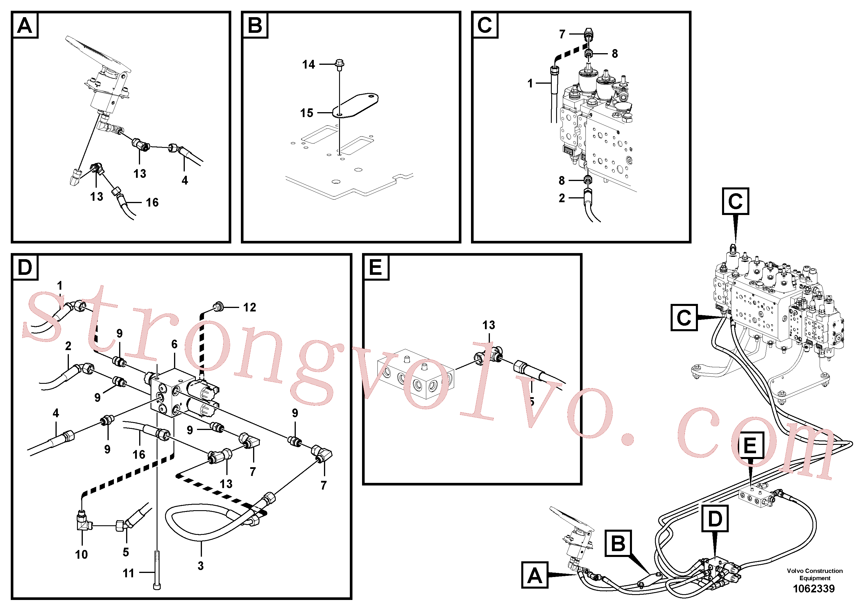 VOE937883 Volvo Sistema servomotor, martelo e corte(1062339 Montagem)