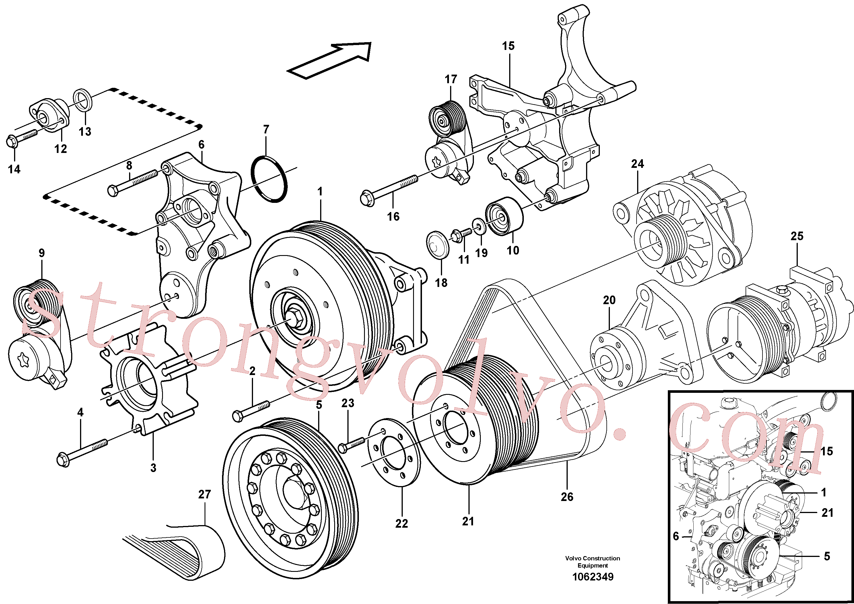 VOE973967 Volvo Transmissão por correias(1062349 Montagem)