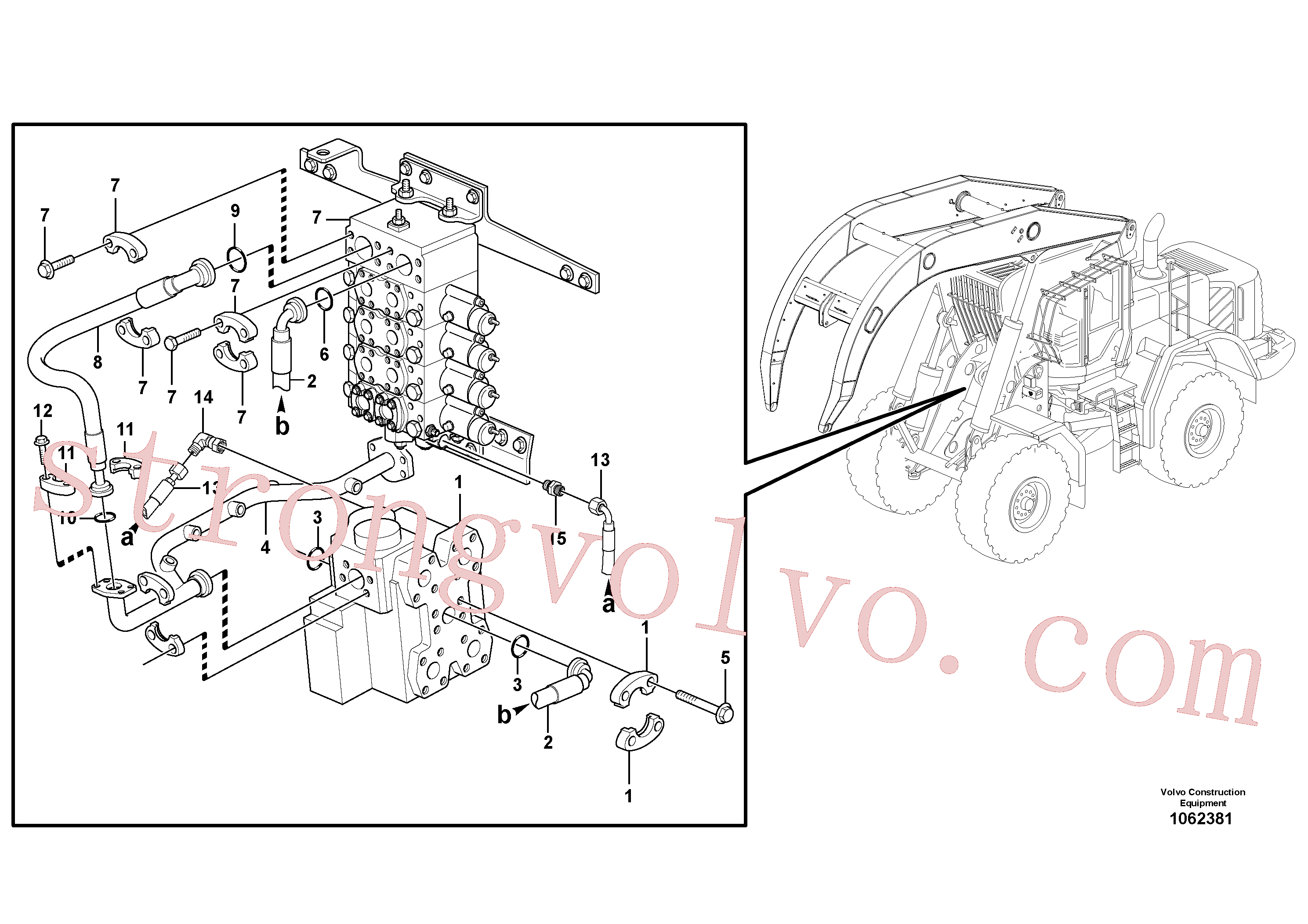 VOE966364 Volvo Linhas de alimentação e de retorno - válvula de comando(1062381 Montagem)