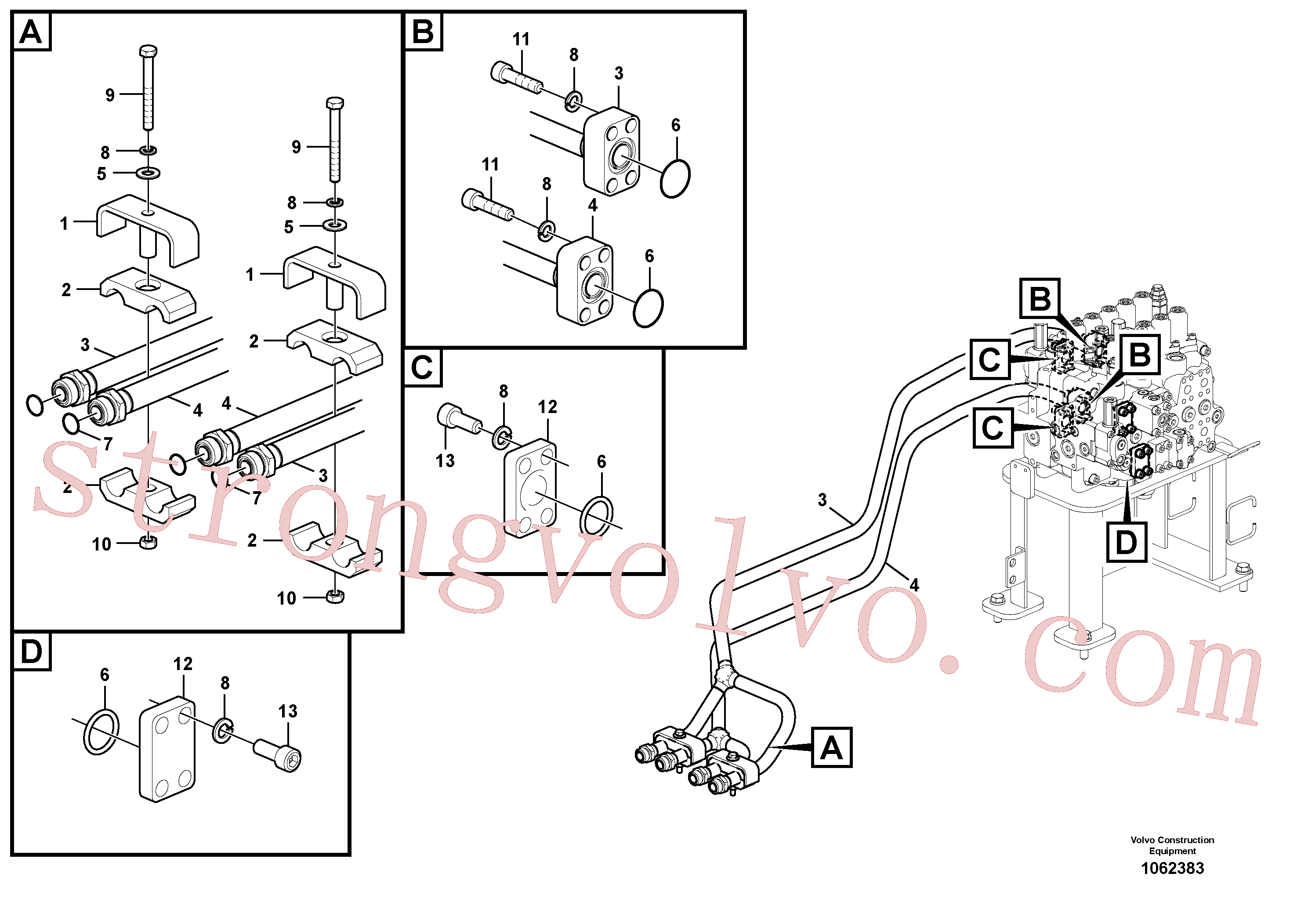 VOE14882680 Volvo Sistema hidráulico, válvula de comando da lança e articulação(1062383 Montagem)