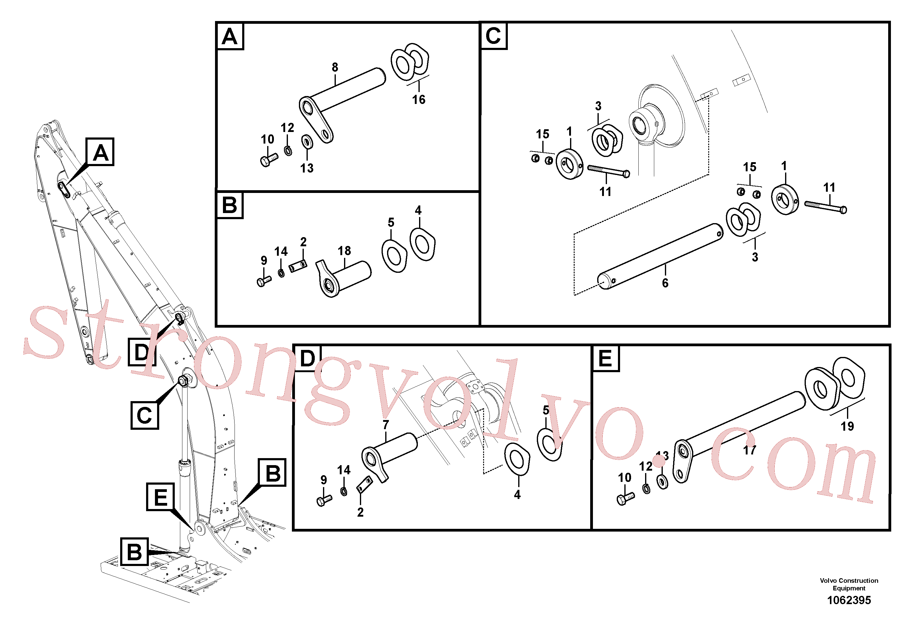 VOE14703234 Volvo Tirantes para a lança(1062395 Montagem)