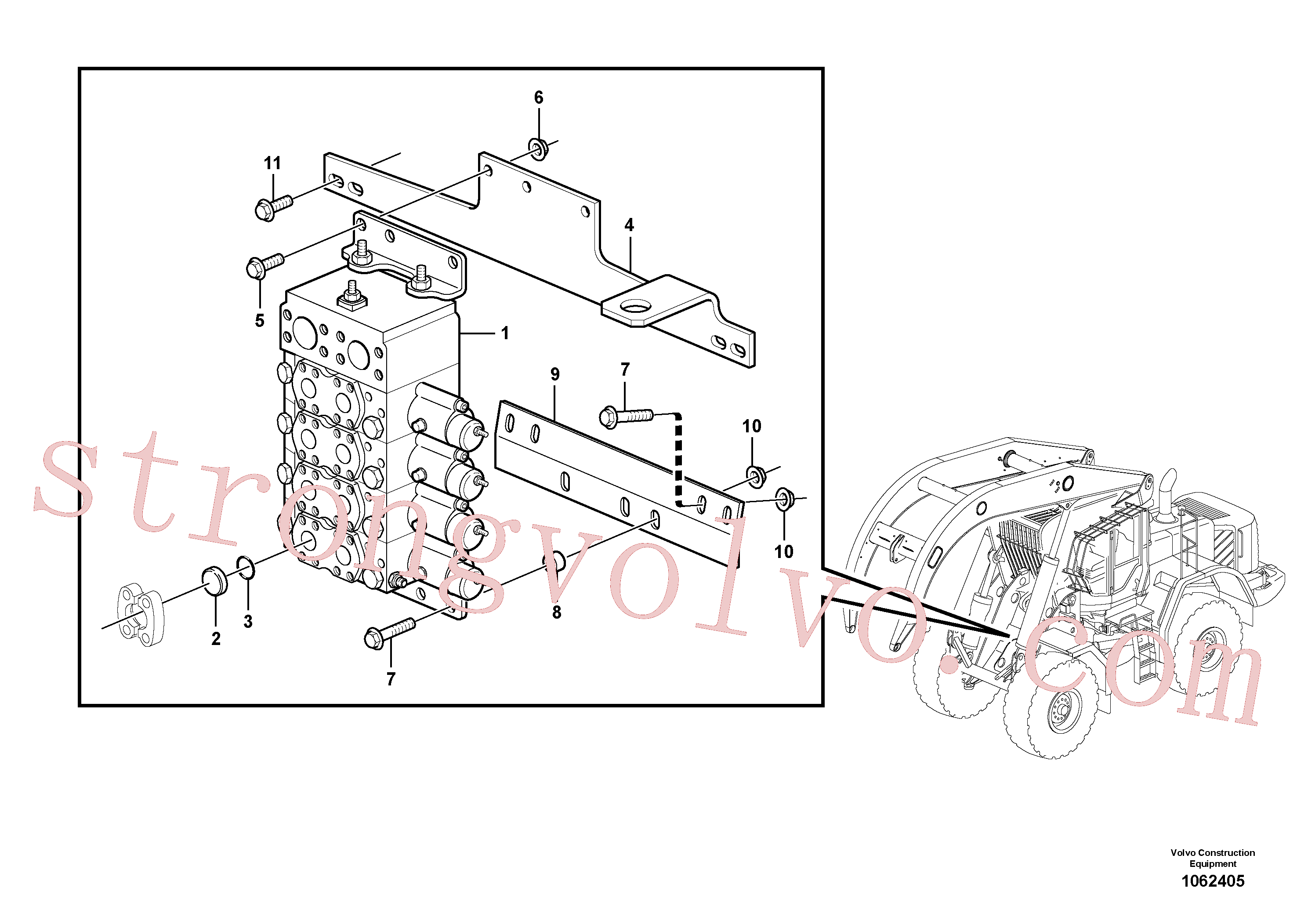 VOE990951 Volvo Válvula de comando com acessórios.(1062405 Montagem)