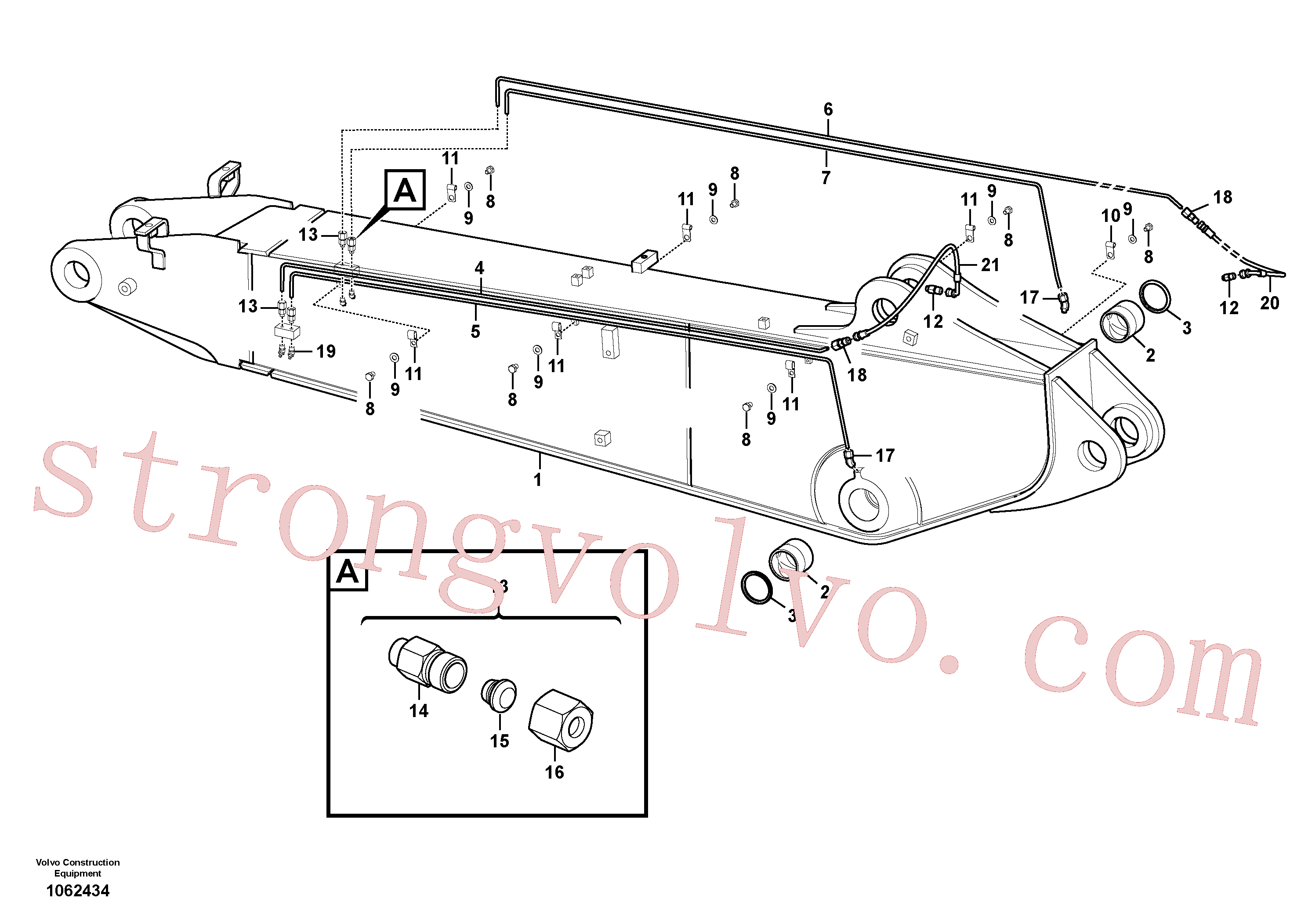 VOE14515414 Volvo Lança e tubagem de massa lubrificante, ajustável 2ª(1062434 Montagem)