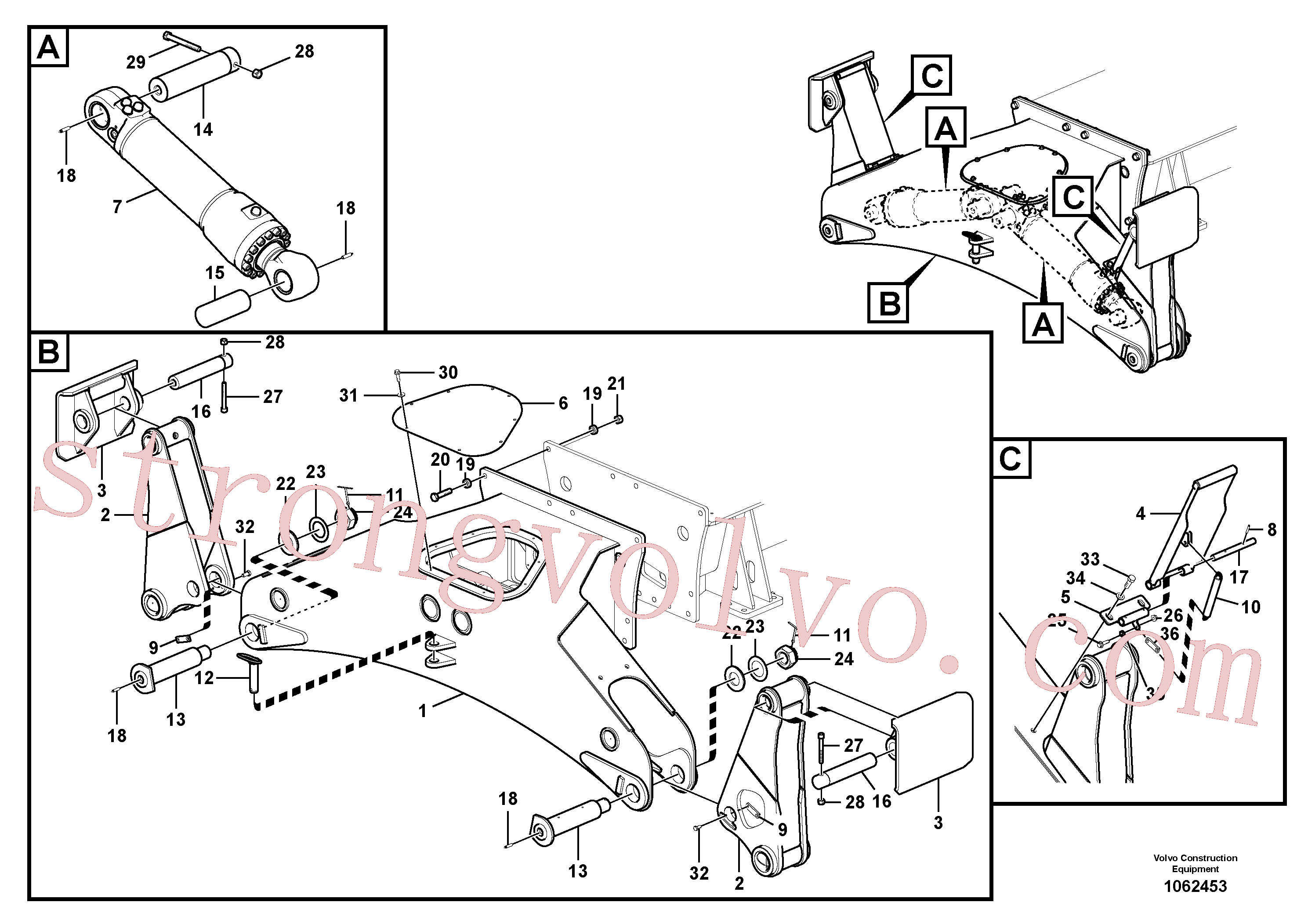 VOE997471 Volvo Pé de apoio com placas flexíveis(1062453 Montagem)