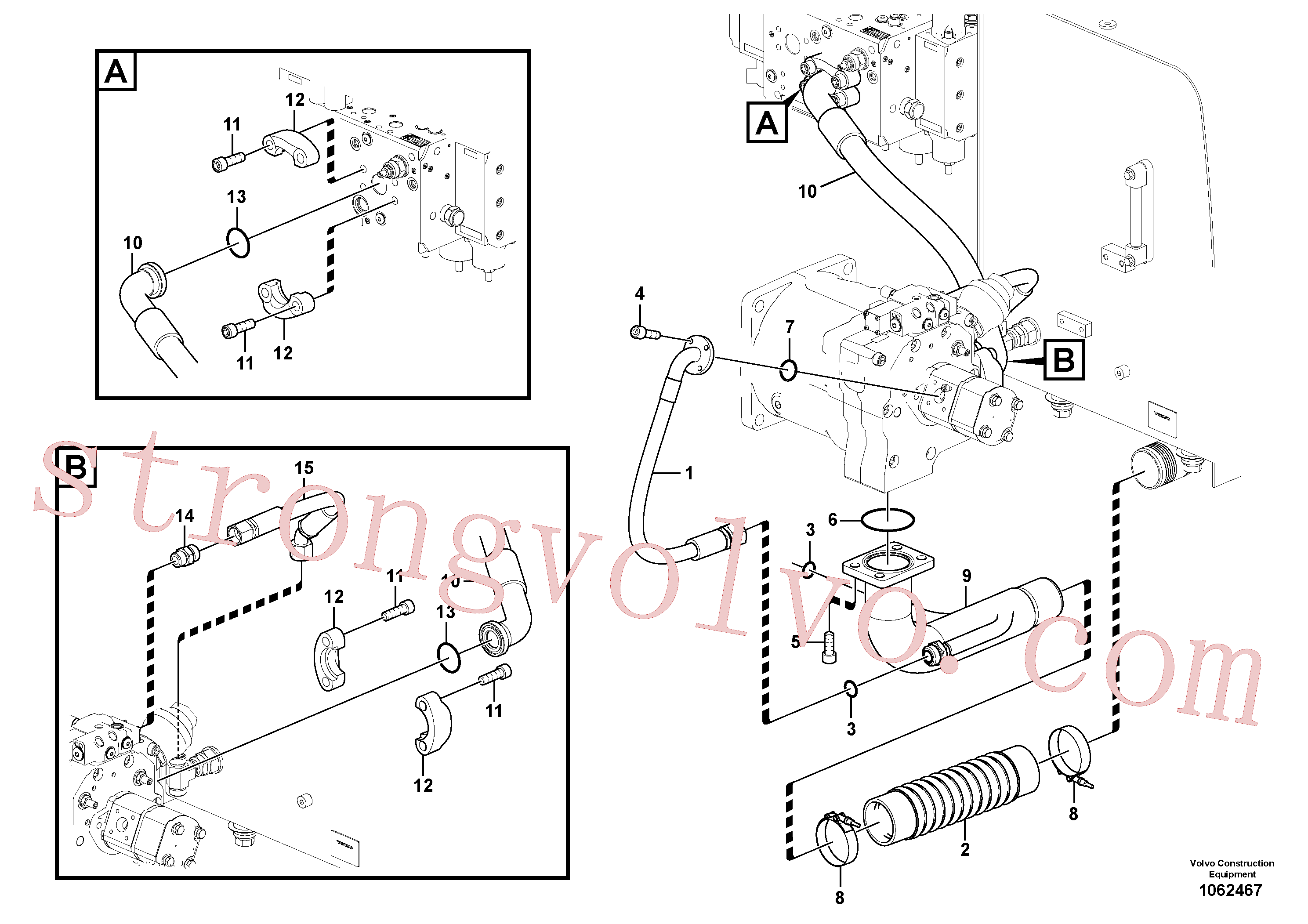 VOE936627 Volvo Sistema hidráulico, tanque hidráulico para a bomba hidráulica(1062467 Montagem)