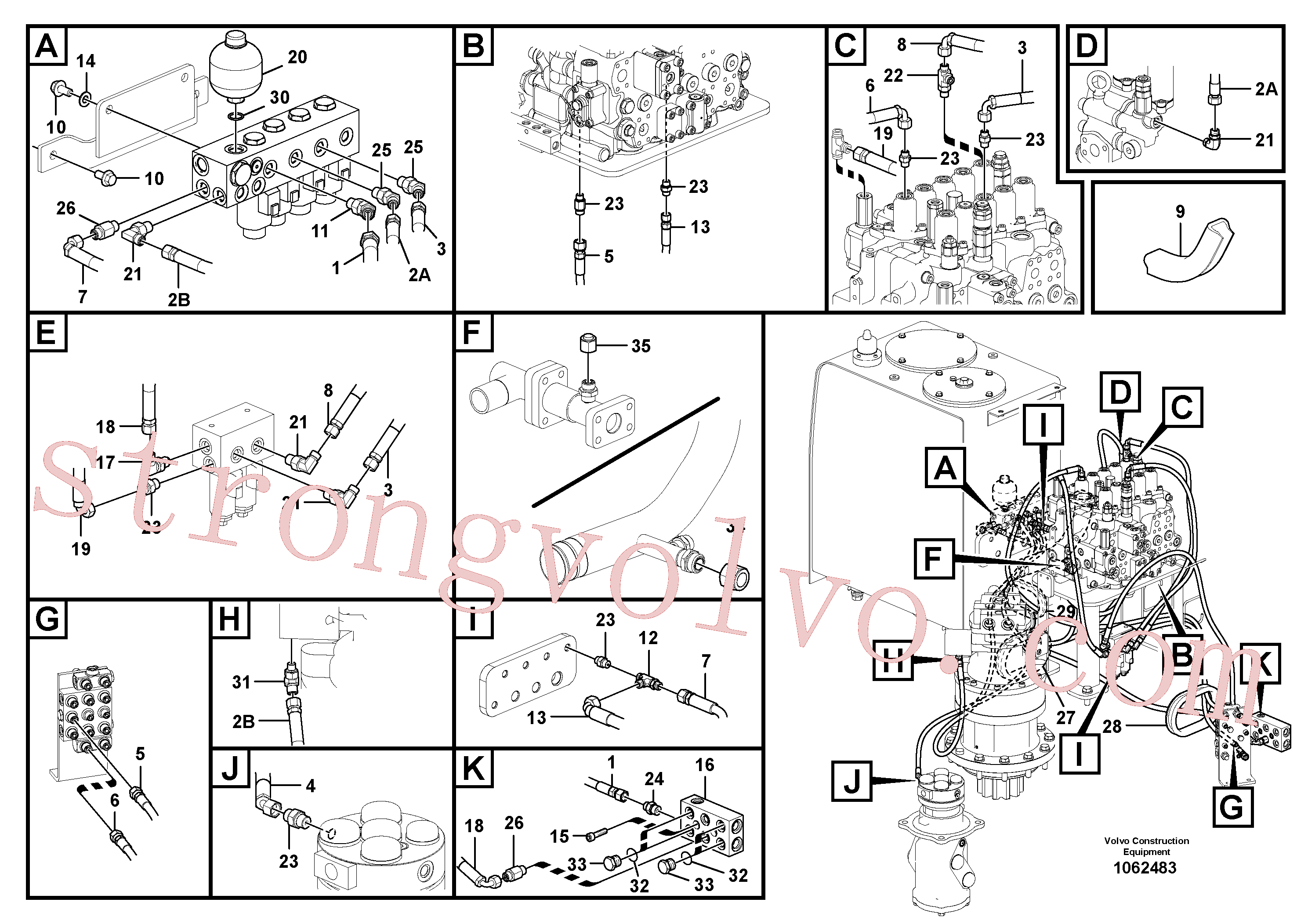 VOE936958 Volvo Sistema servomotor, válvula de comando para pedal da válvula de comando(1062483 Montagem)