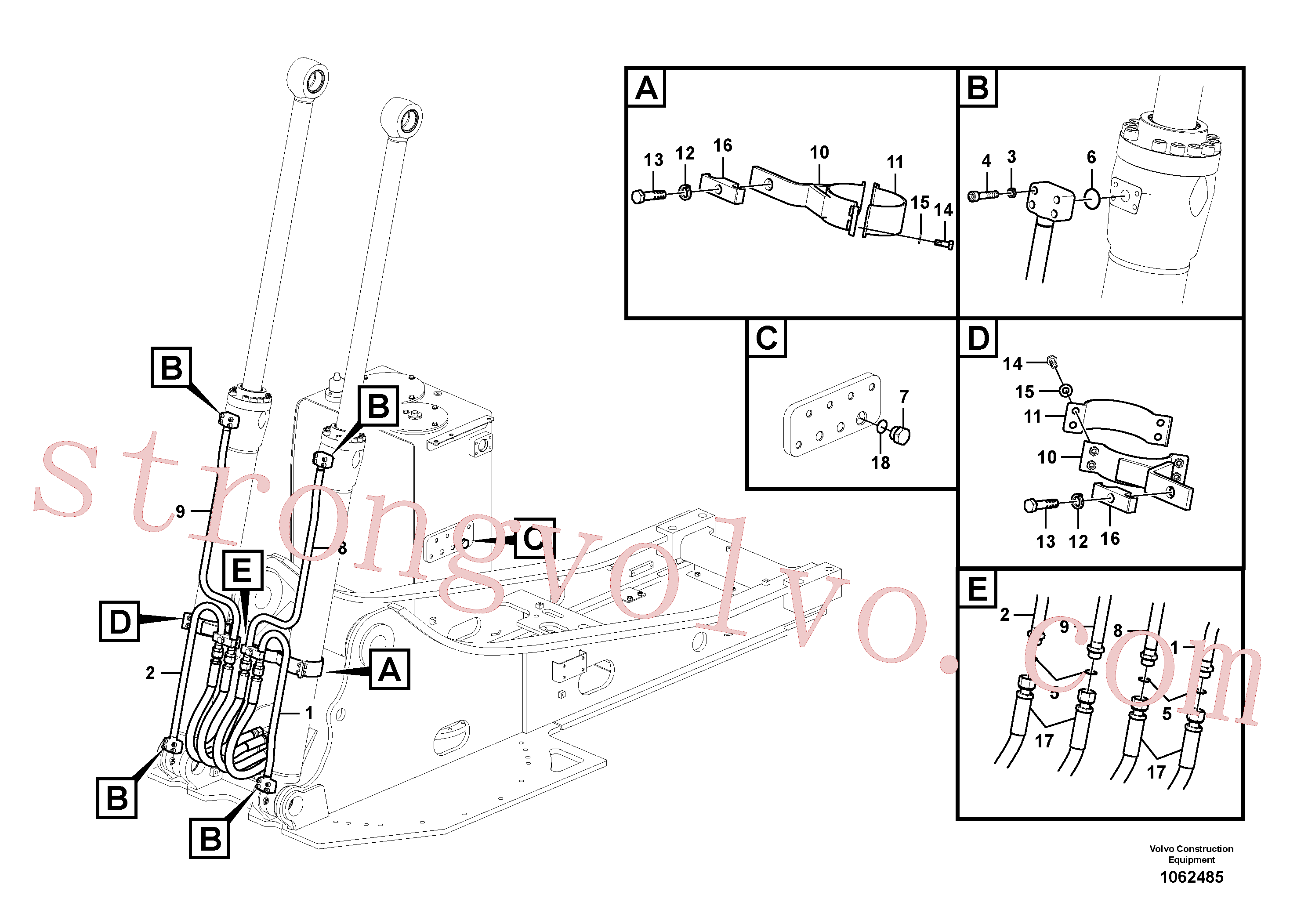 VOE14539024 Volvo Hidráulica de serviço, cilindro da lança(1062485 Montagem)
