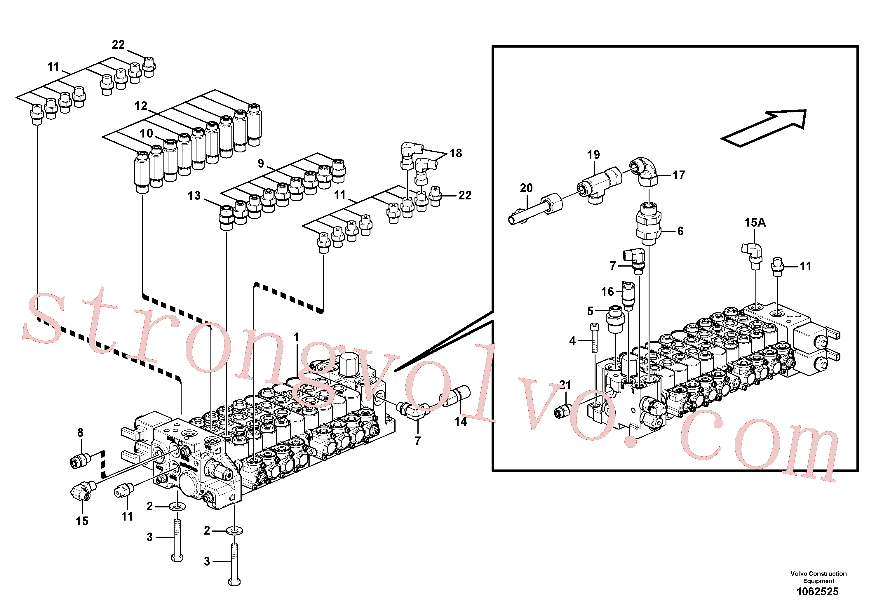 VOE15651171 Volvo Válvula de comando com acessórios.(1062525 Montagem)