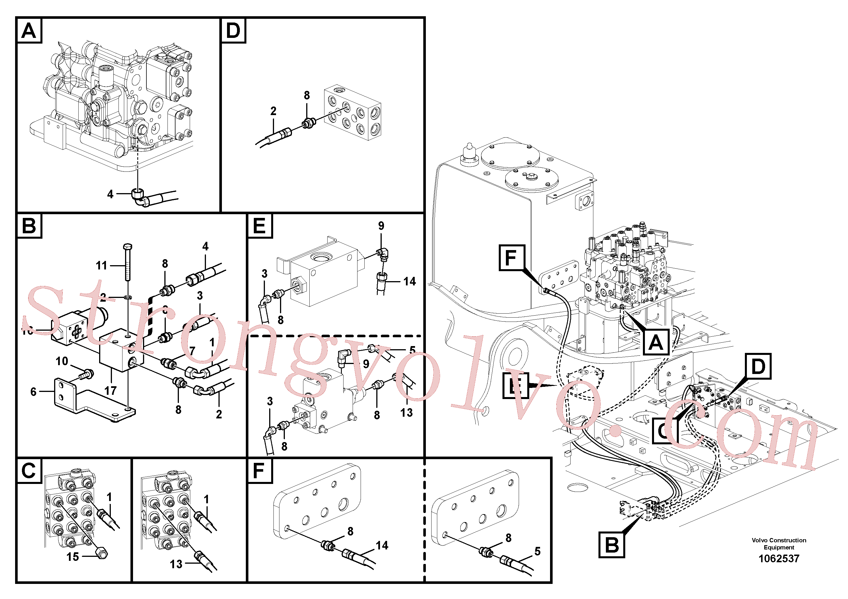VOE937522 Volvo Sistema servomotor, válvula de comando para válvula solenóide(1062537 Montagem)
