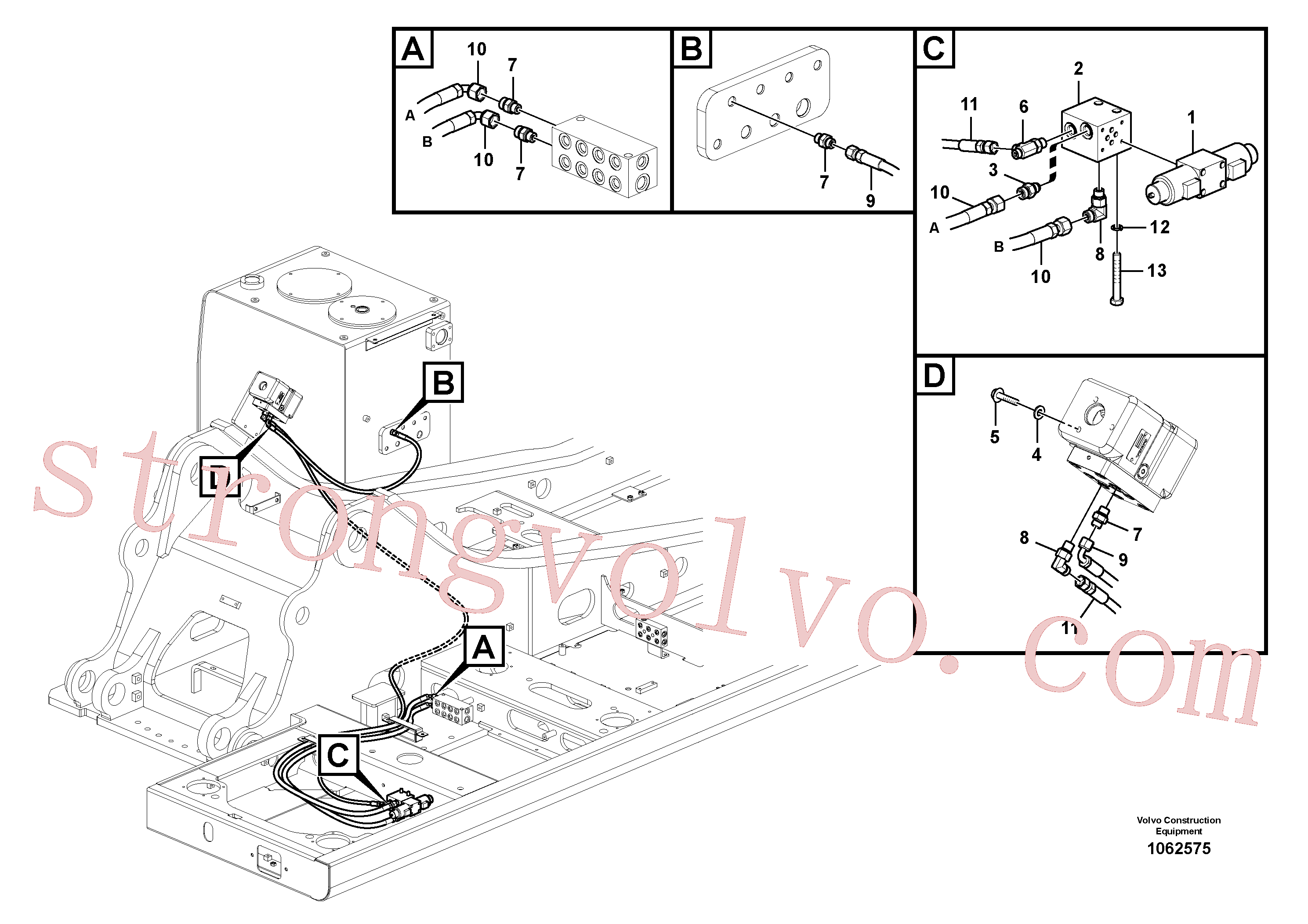 VOE937512 Volvo Hidráulica de serviço, martelo e cortador para fluxo da bomba auxiliar(1062575 Montagem)